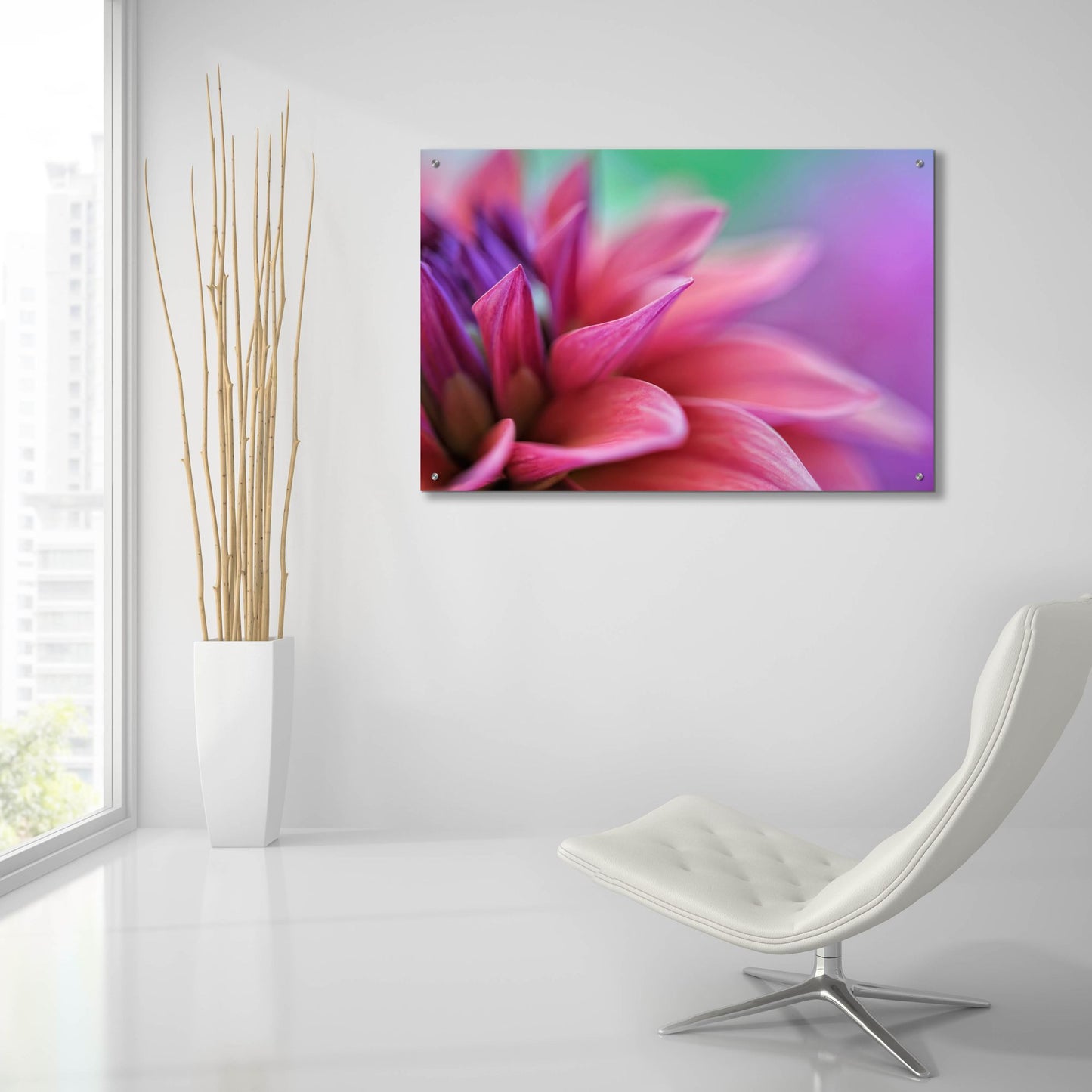 Epic Art 'Dahlia Petals Pink Purple' by Cora Niele, Acrylic Glass Wall Art,36x24