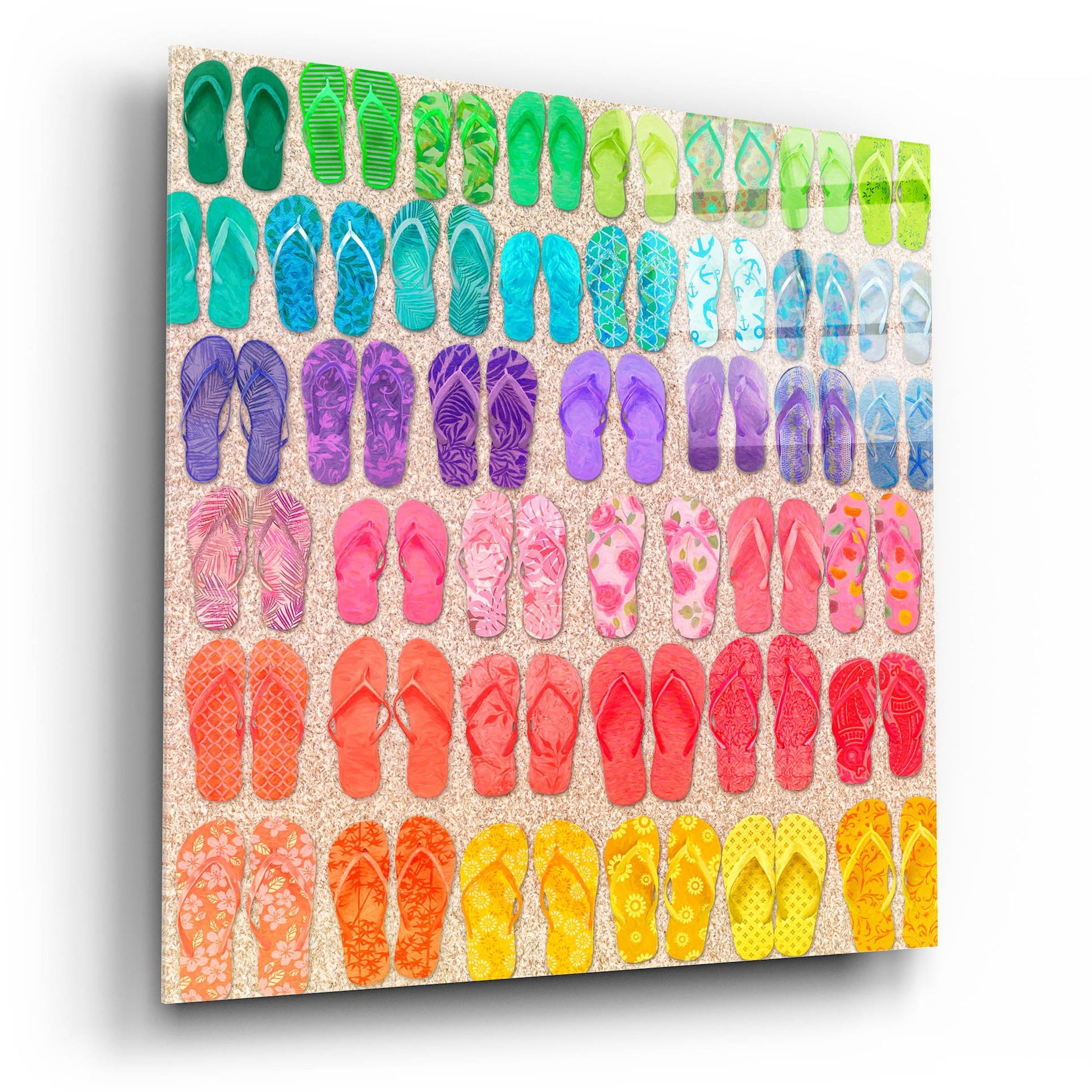 Epic Art 'Rainbow Flipflops' by Cora Niele, Acrylic Glass Wall Art,12x12