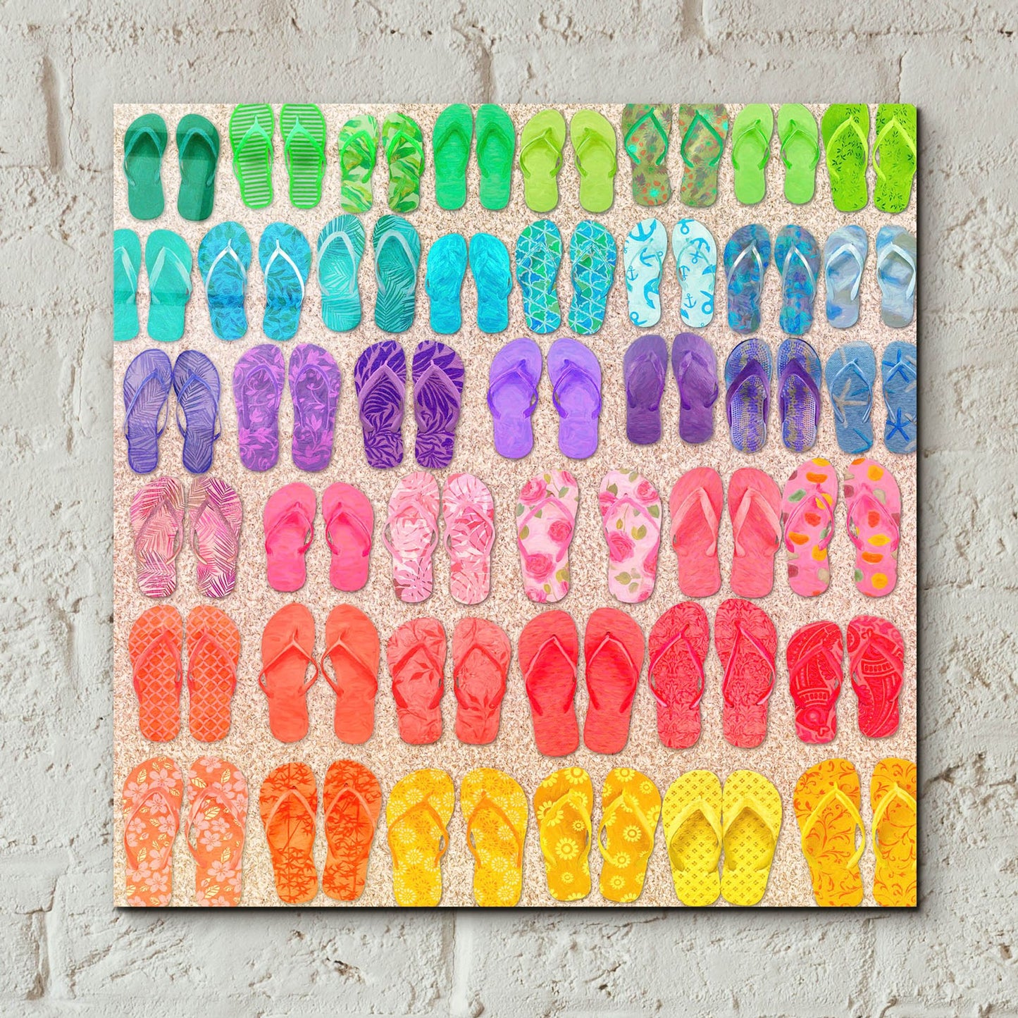 Epic Art 'Rainbow Flipflops' by Cora Niele, Acrylic Glass Wall Art,12x12