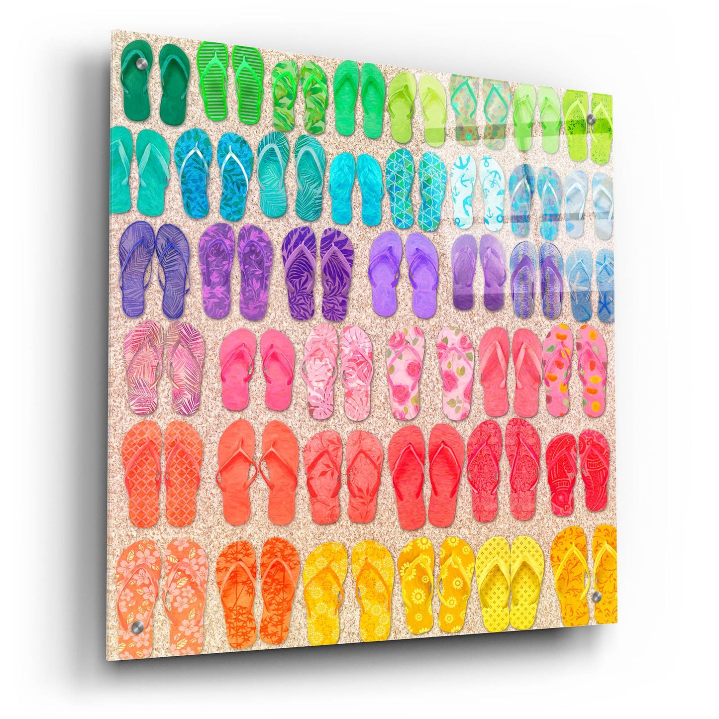 Epic Art 'Rainbow Flipflops' by Cora Niele, Acrylic Glass Wall Art,24x24