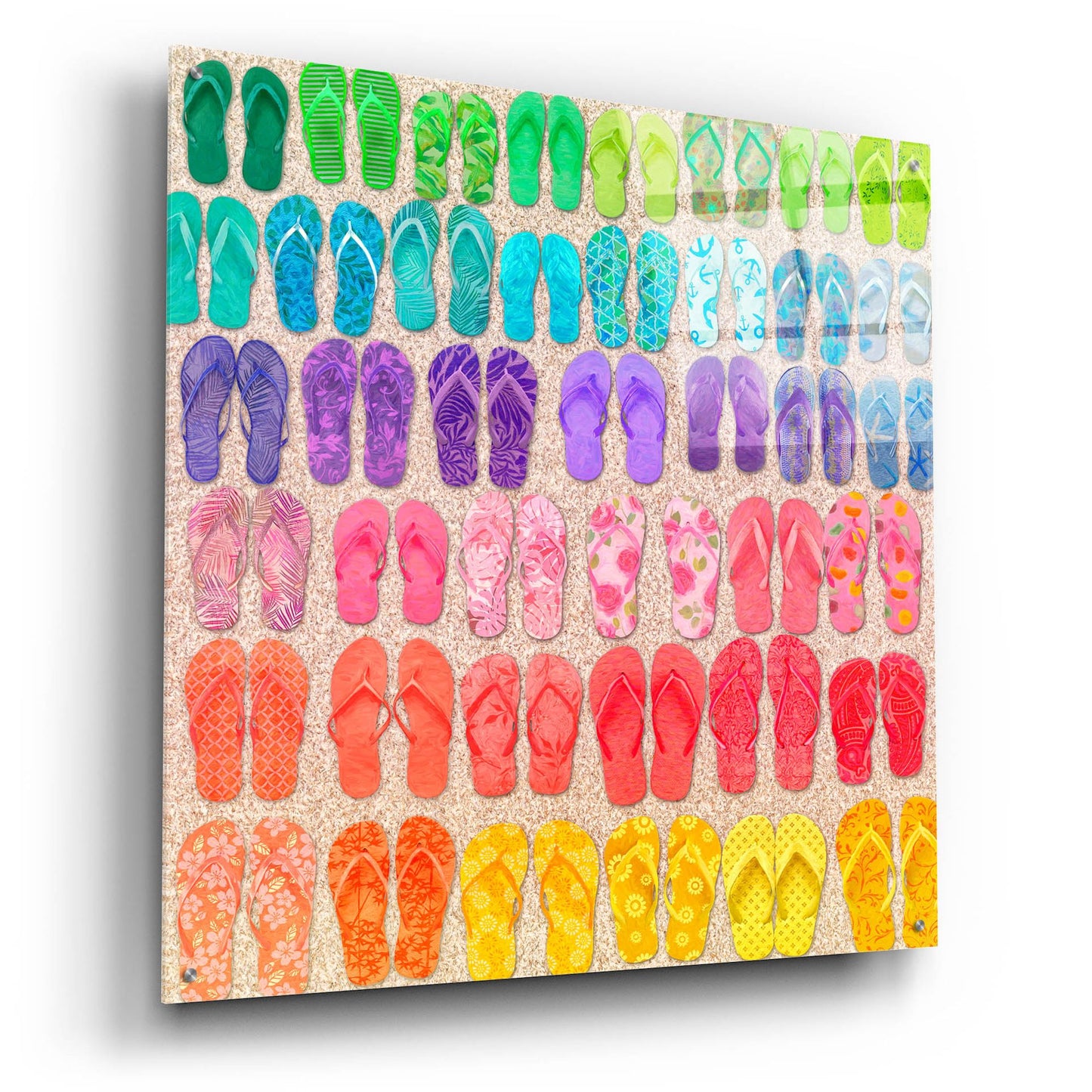 Epic Art 'Rainbow Flipflops' by Cora Niele, Acrylic Glass Wall Art,36x36