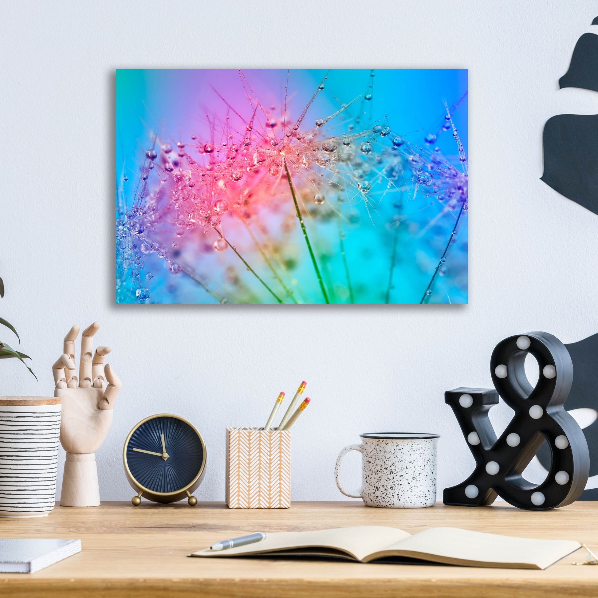 Epic Art 'Rainbow Droplets' by Cora Niele, Acrylic Glass Wall Art,16x12