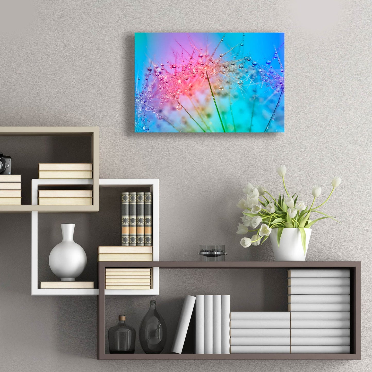 Epic Art 'Rainbow Droplets' by Cora Niele, Acrylic Glass Wall Art,24x16