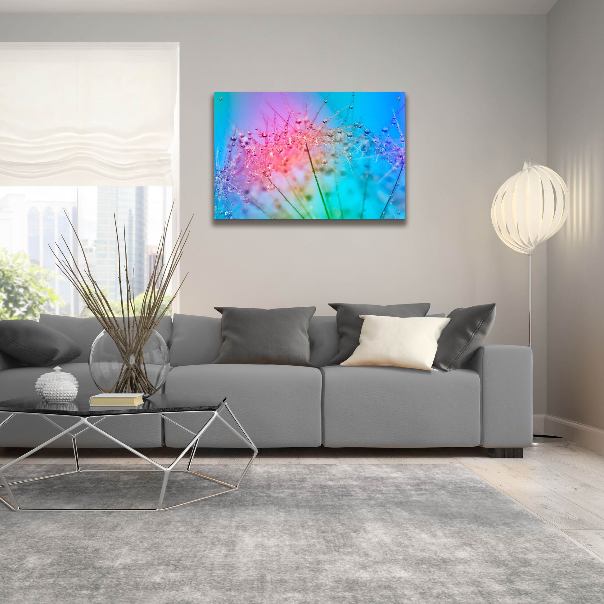 Epic Art 'Rainbow Droplets' by Cora Niele, Acrylic Glass Wall Art,36x24