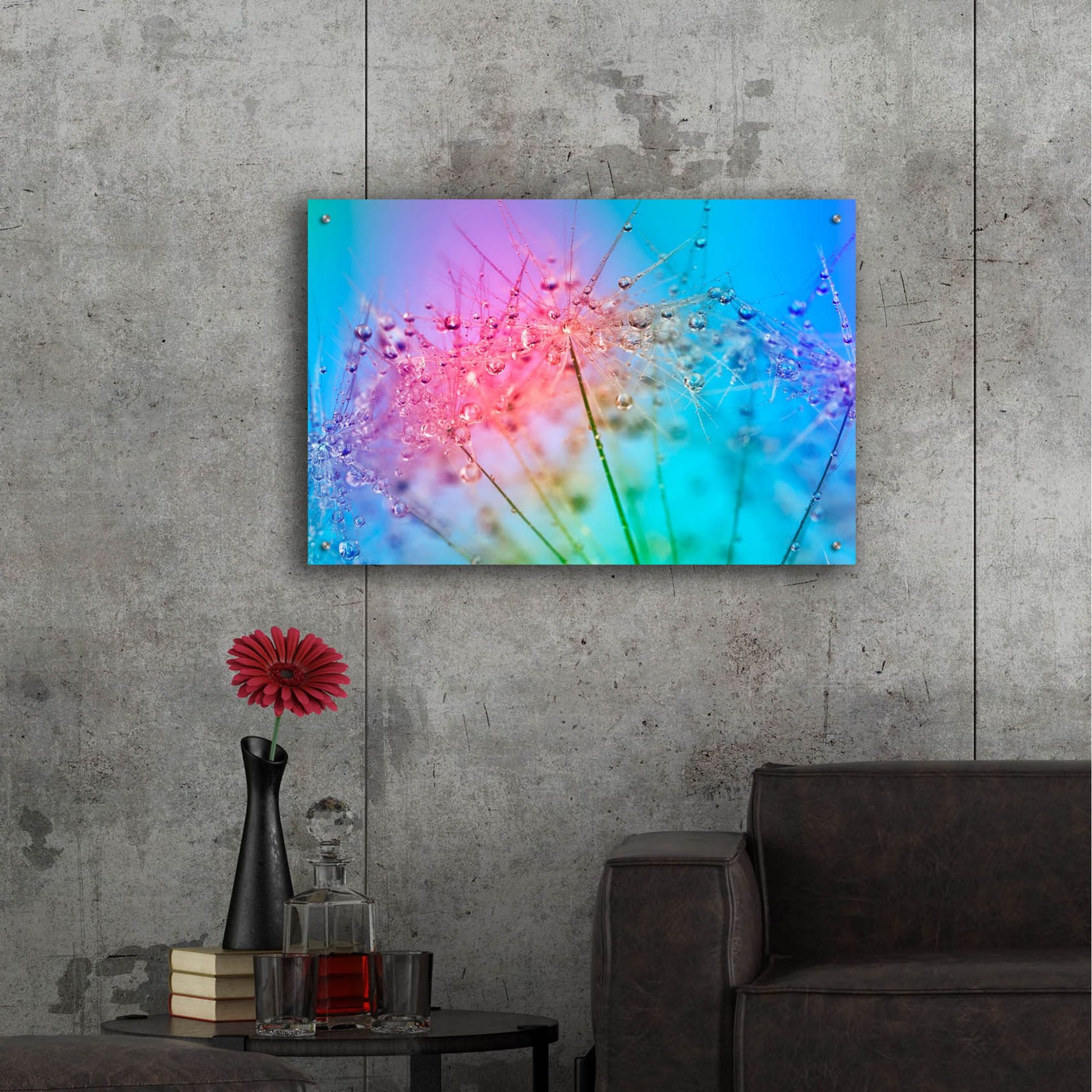 Epic Art 'Rainbow Droplets' by Cora Niele, Acrylic Glass Wall Art,36x24