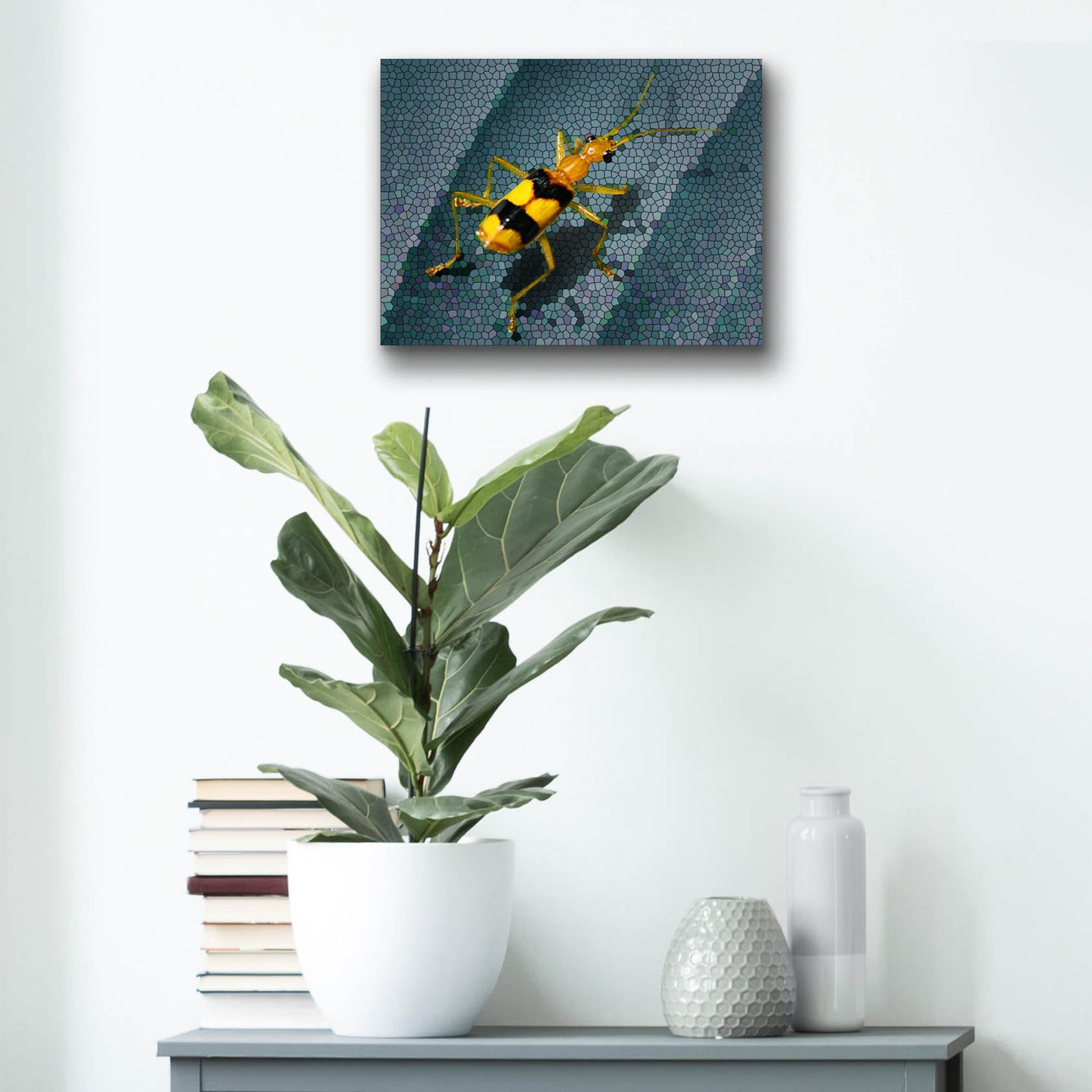 Epic Art 'Yellow Bug' by Dana Brett Munach, Acrylic Glass Wall Art,16x12