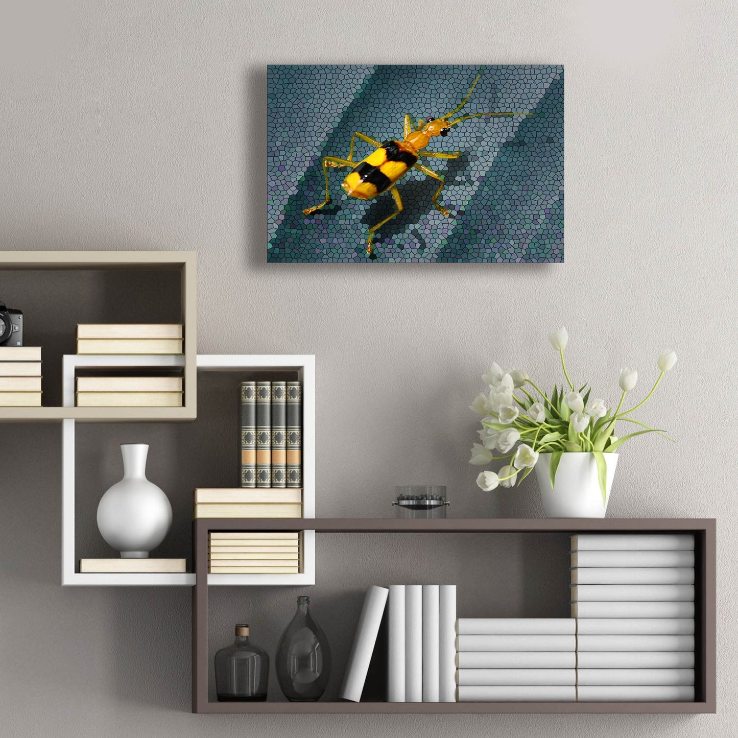 Epic Art 'Yellow Bug' by Dana Brett Munach, Acrylic Glass Wall Art,24x16