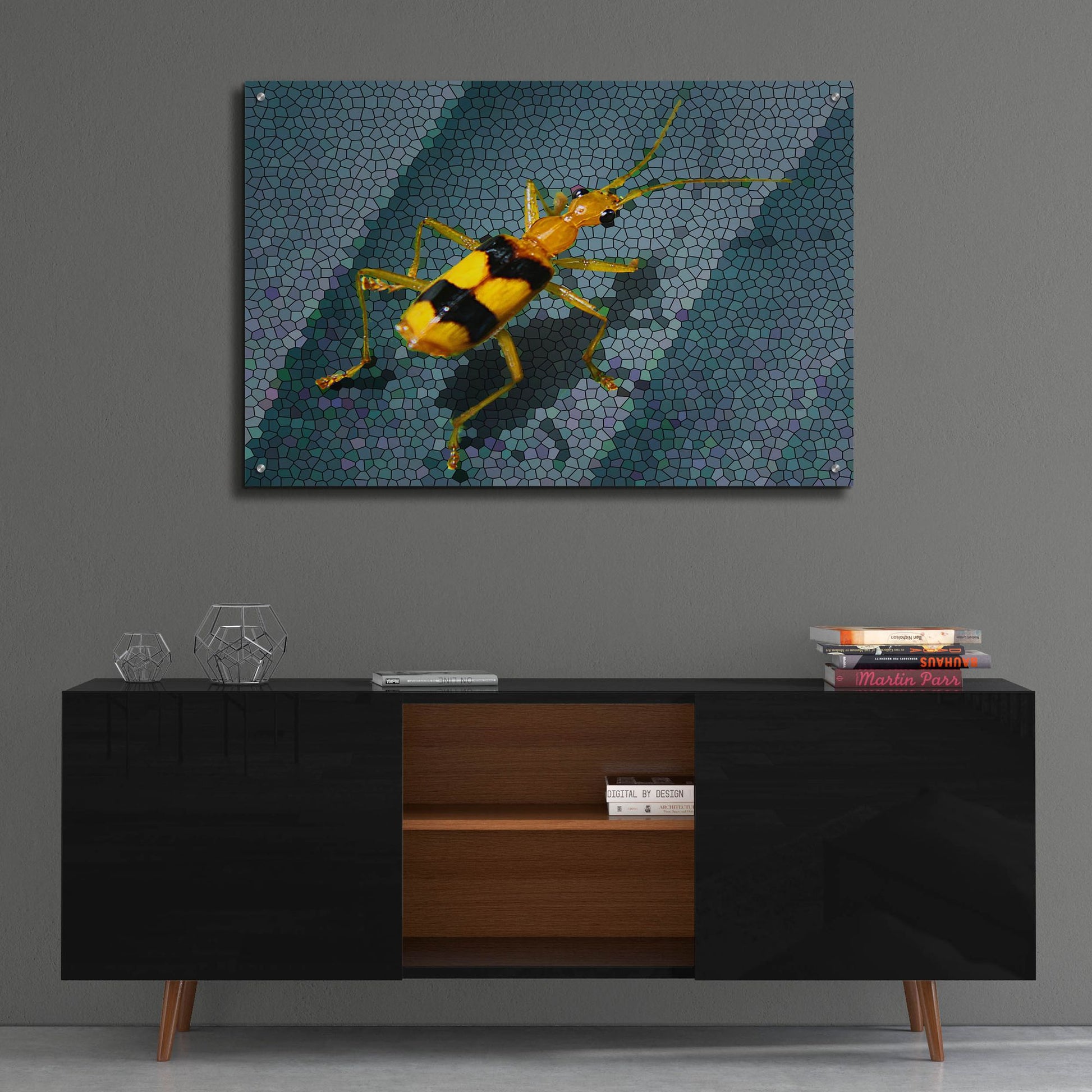 Epic Art 'Yellow Bug' by Dana Brett Munach, Acrylic Glass Wall Art,36x24