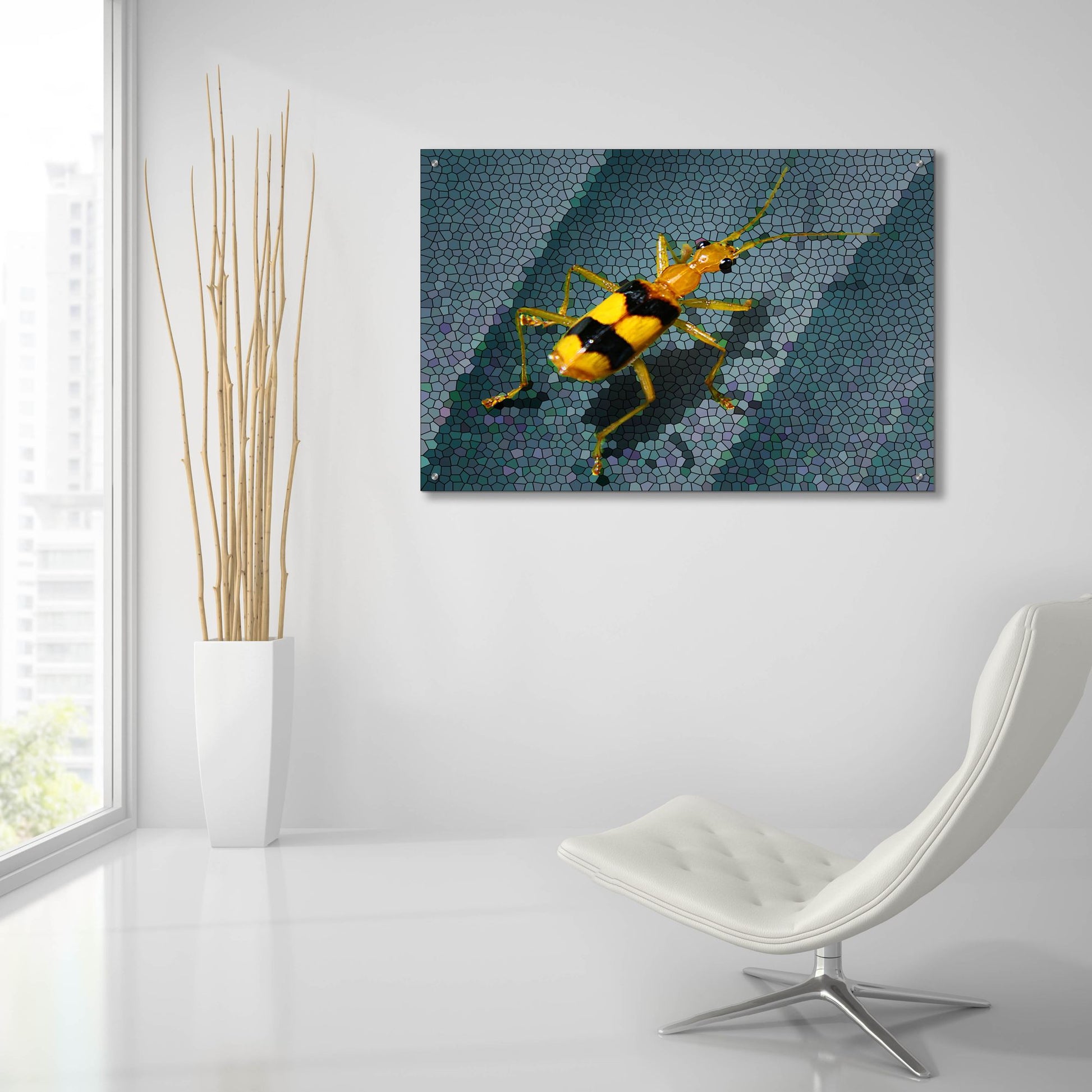 Epic Art 'Yellow Bug' by Dana Brett Munach, Acrylic Glass Wall Art,36x24