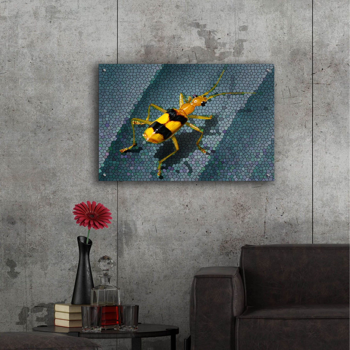 Epic Art 'Yellow Bug' by Dana Brett Munach, Acrylic Glass Wall Art,36x24