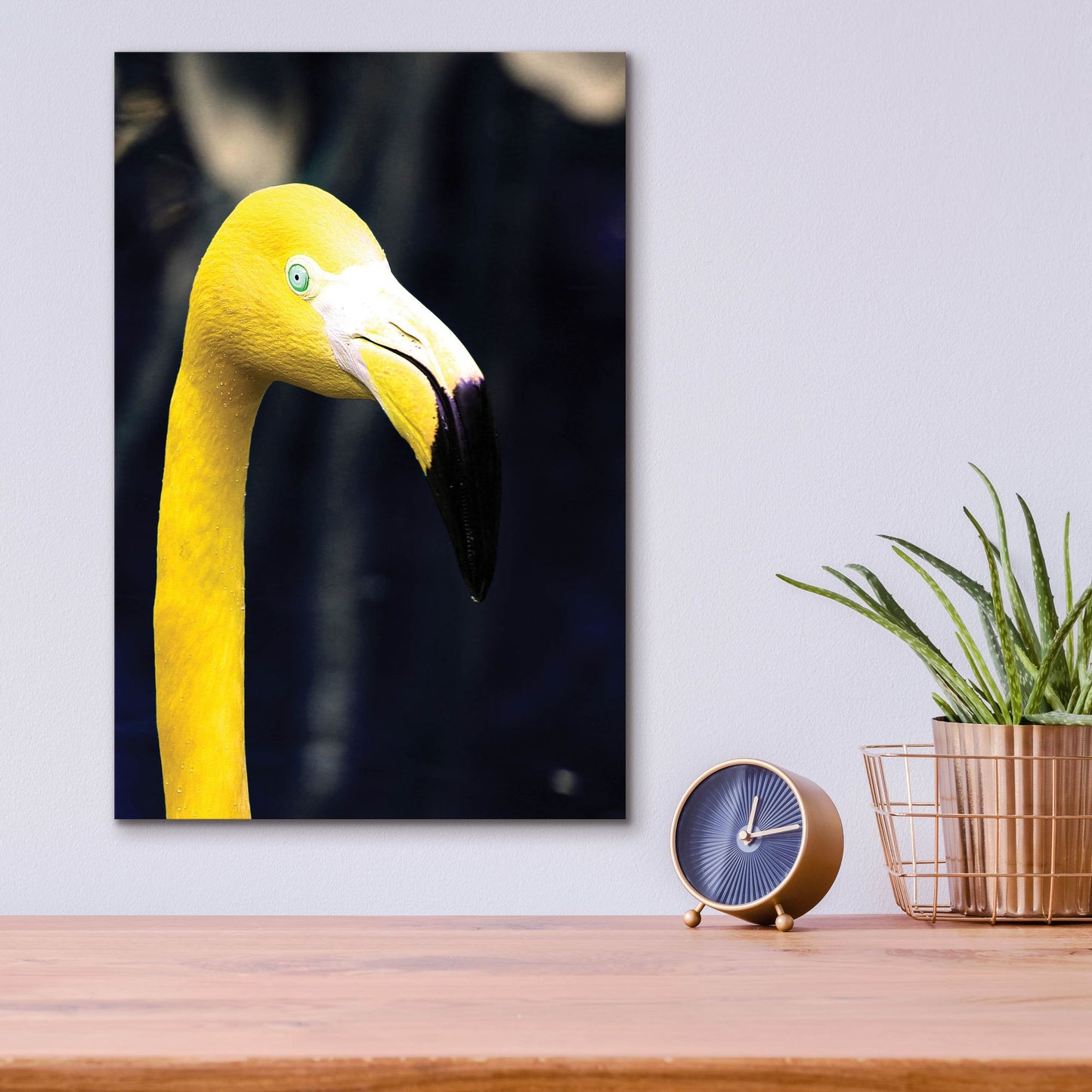 Epic Art 'Yellow Flamingo' by Dana Brett Munach, Acrylic Glass Wall Art,12x16