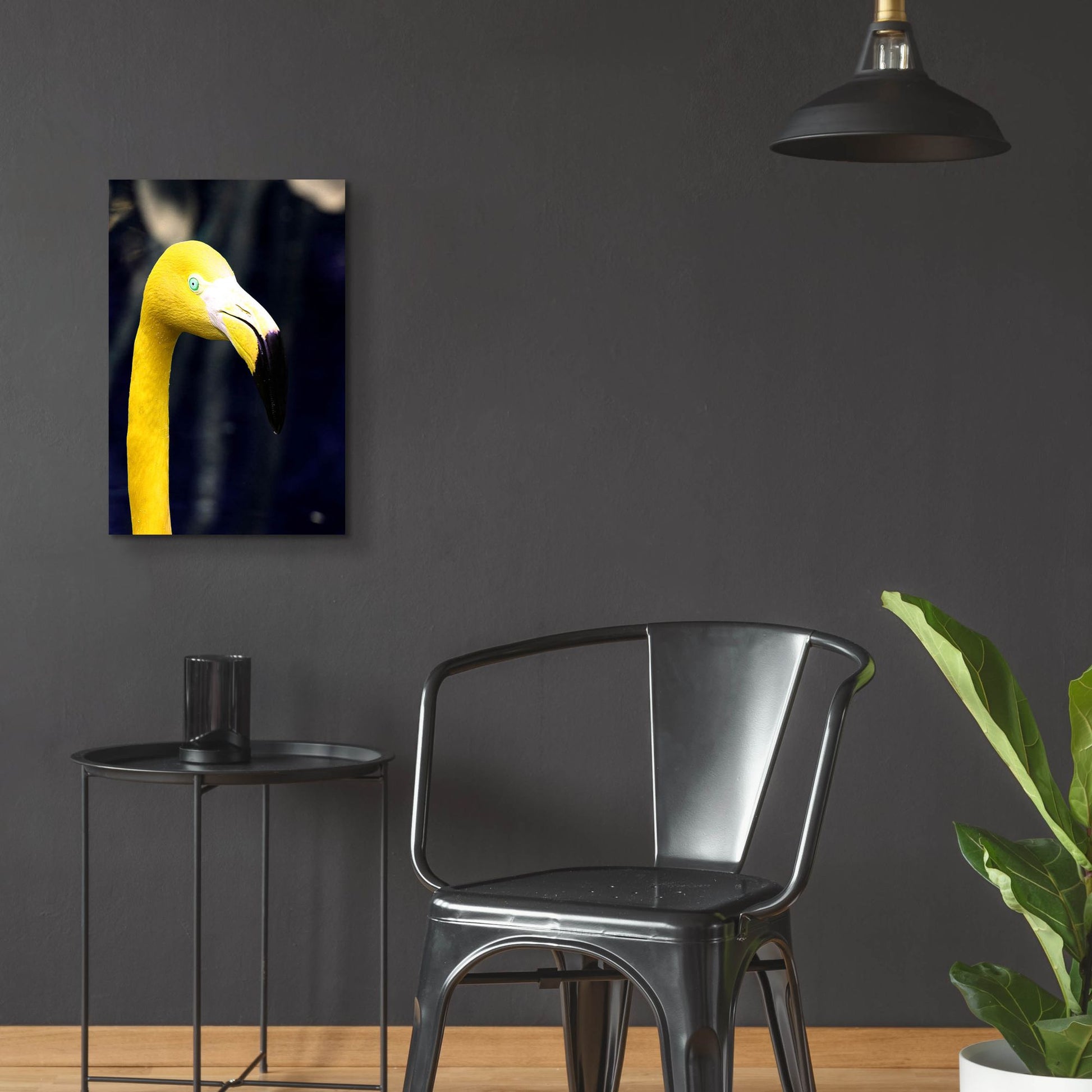 Epic Art 'Yellow Flamingo' by Dana Brett Munach, Acrylic Glass Wall Art,16x24