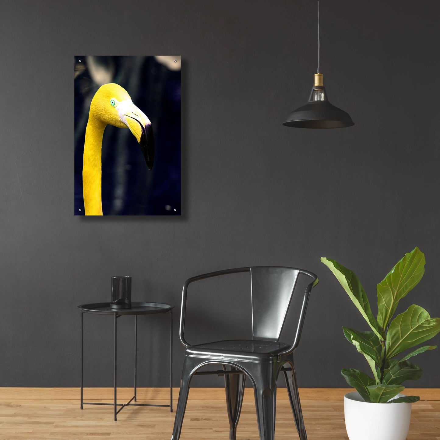 Epic Art 'Yellow Flamingo' by Dana Brett Munach, Acrylic Glass Wall Art,24x36