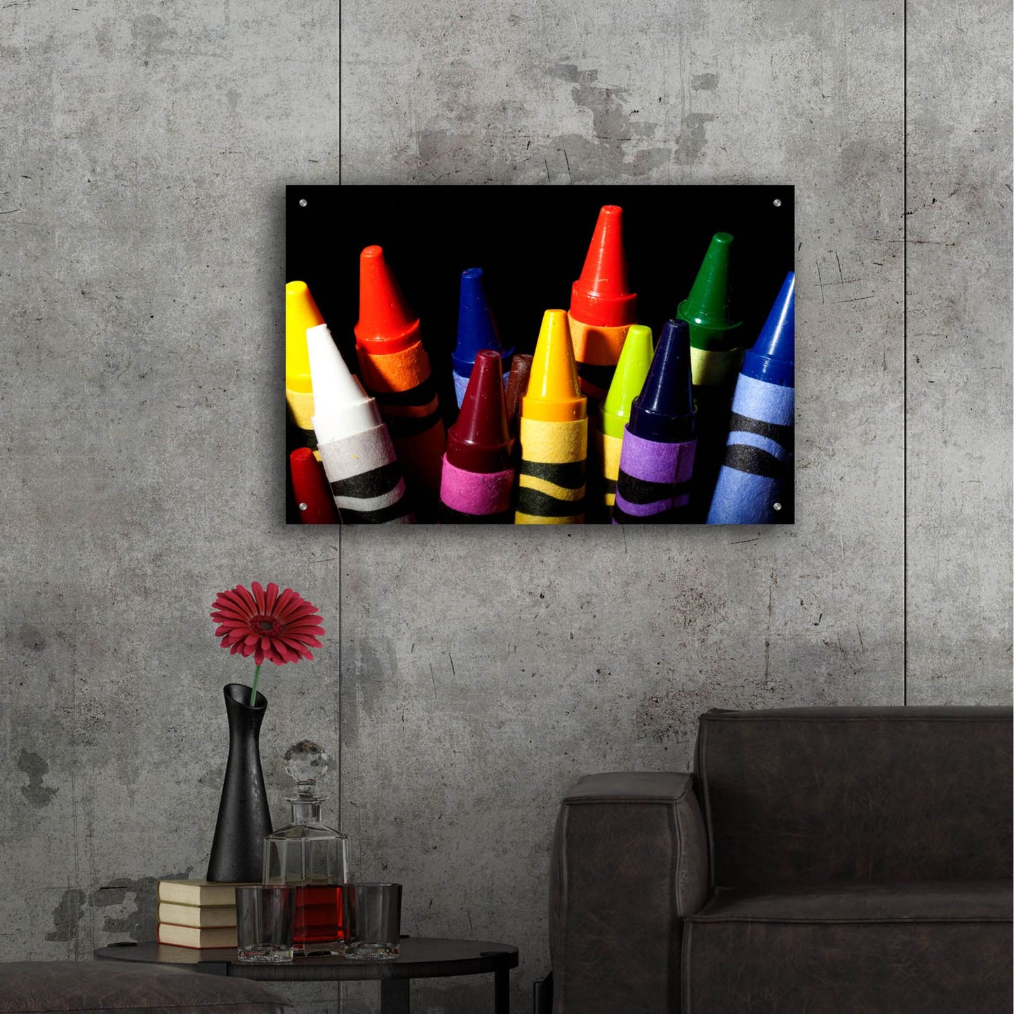 Epic Art 'Crayons' by Dana Brett Munach, Acrylic Glass Wall Art,36x24