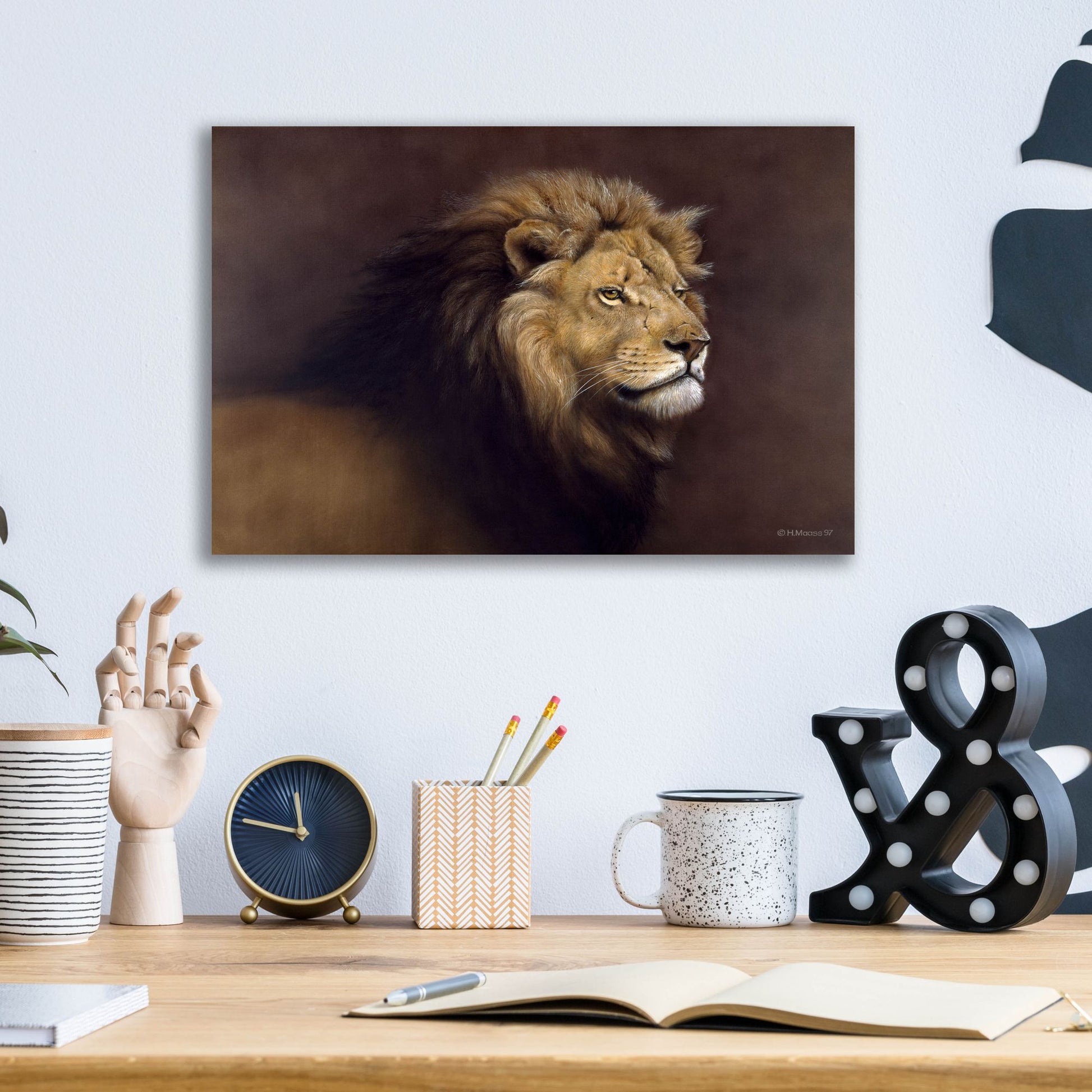 Epic Art 'Lion Male' by Harro Maass, Acrylic Glass Wall Art,16x12