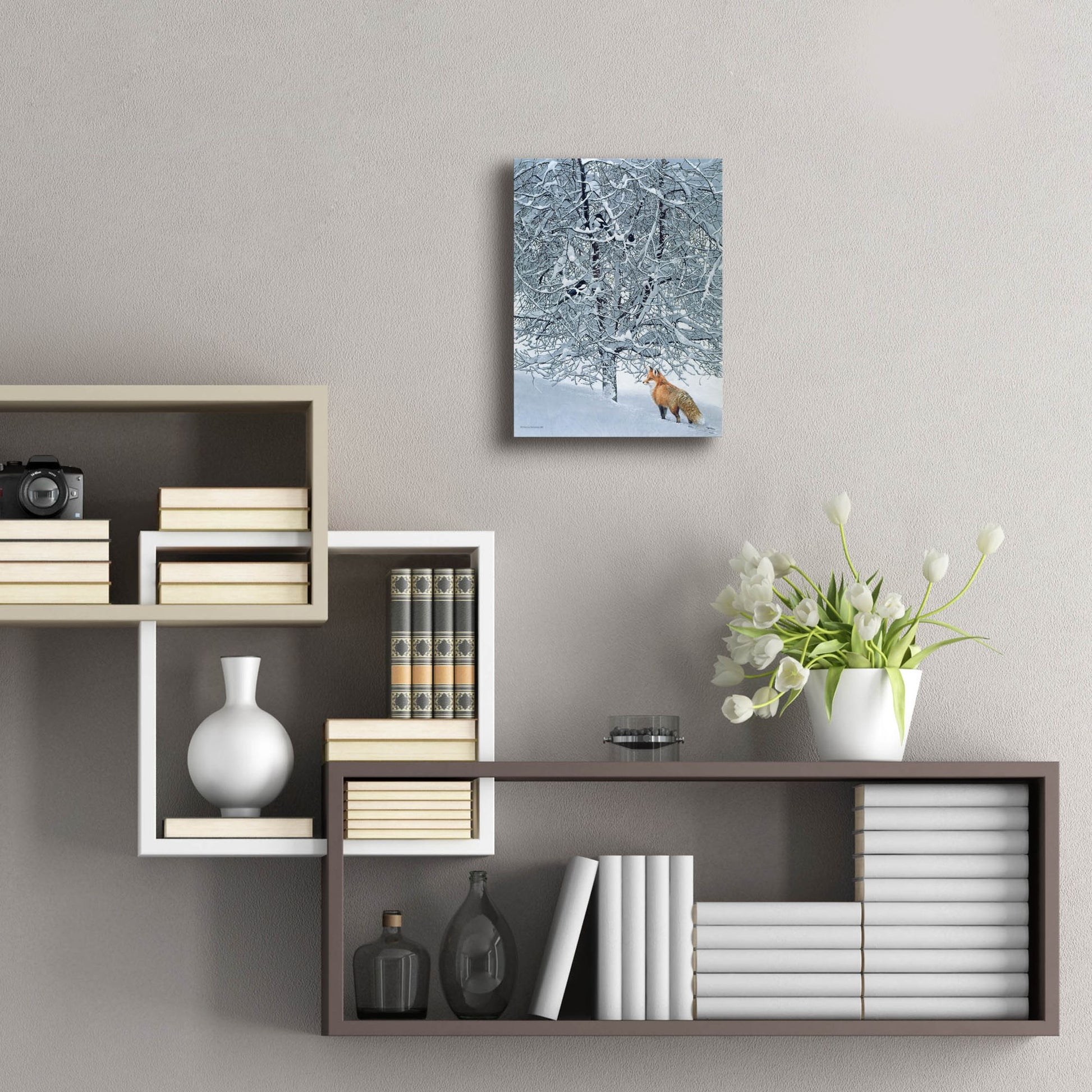 Epic Art 'Fox In Snow' by Harro Maass, Acrylic Glass Wall Art,12x16