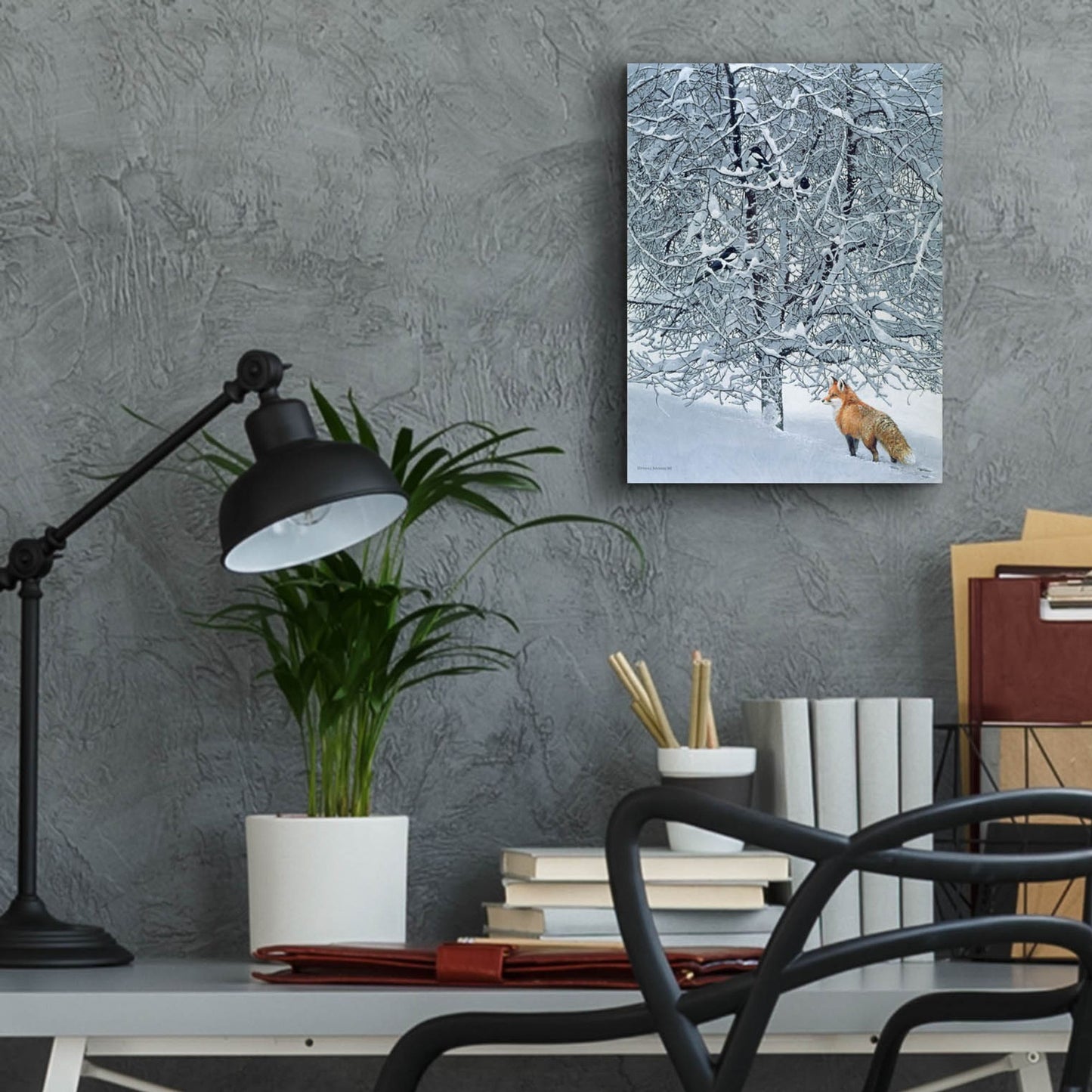 Epic Art 'Fox In Snow' by Harro Maass, Acrylic Glass Wall Art,12x16