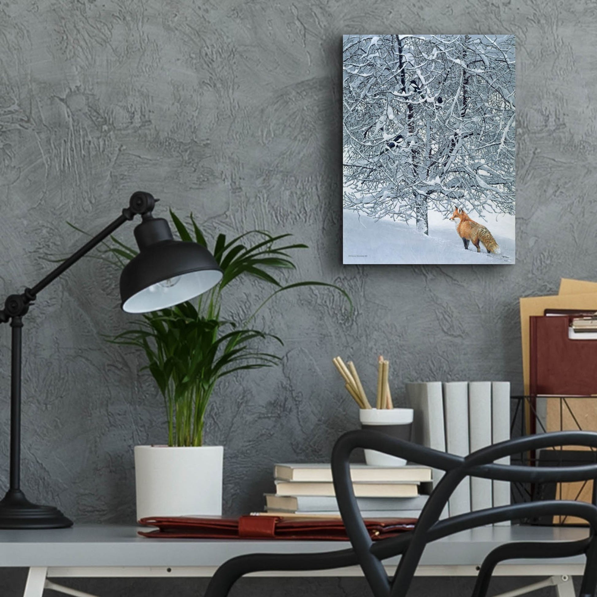 Epic Art 'Fox In Snow' by Harro Maass, Acrylic Glass Wall Art,12x16