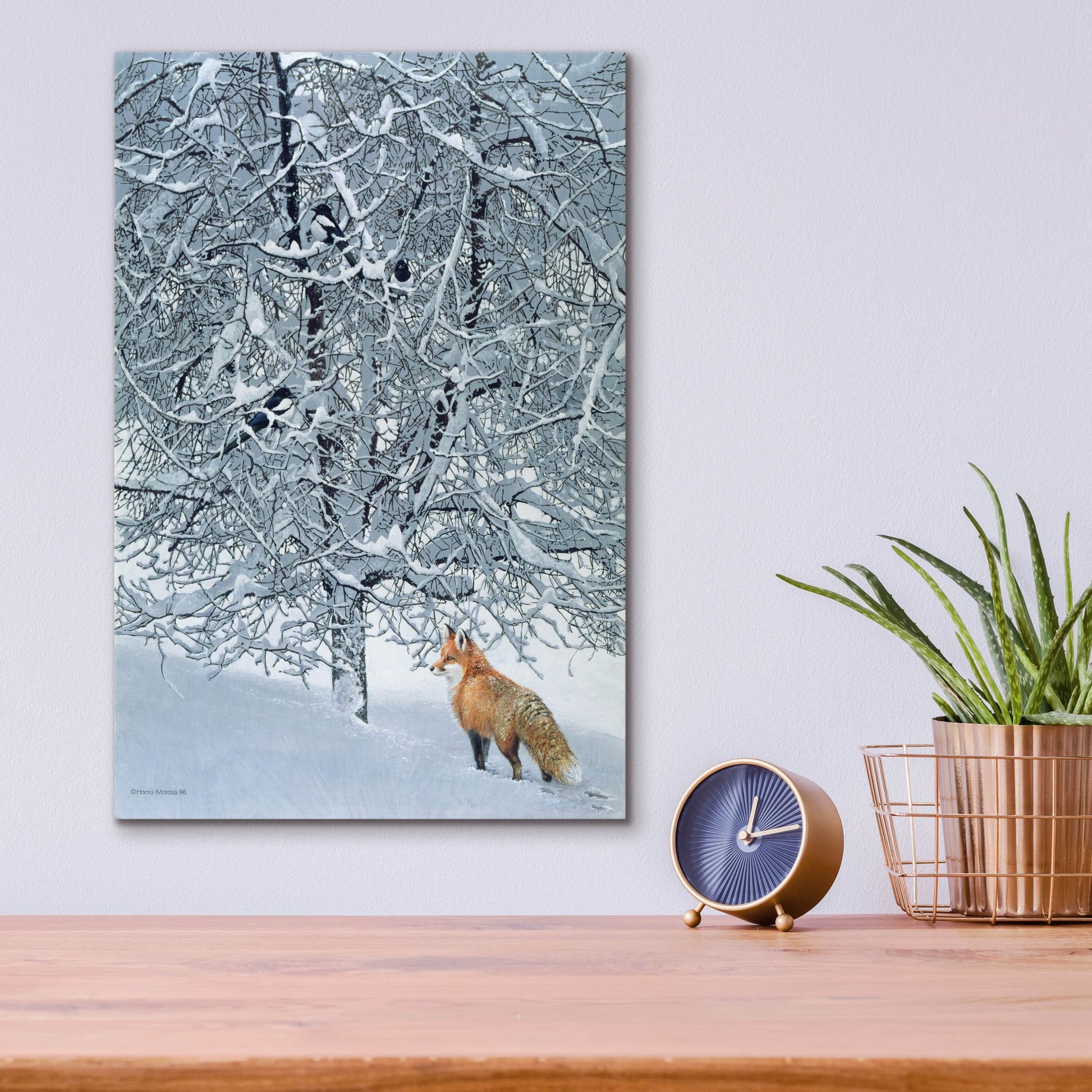 Epic Art 'Fox In Snow' by Harro Maass, Acrylic Glass Wall Art,12x16