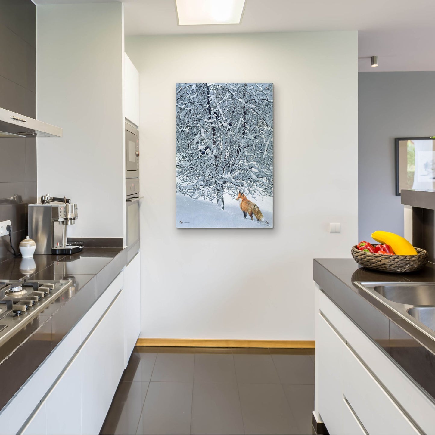 Epic Art 'Fox In Snow' by Harro Maass, Acrylic Glass Wall Art,24x36