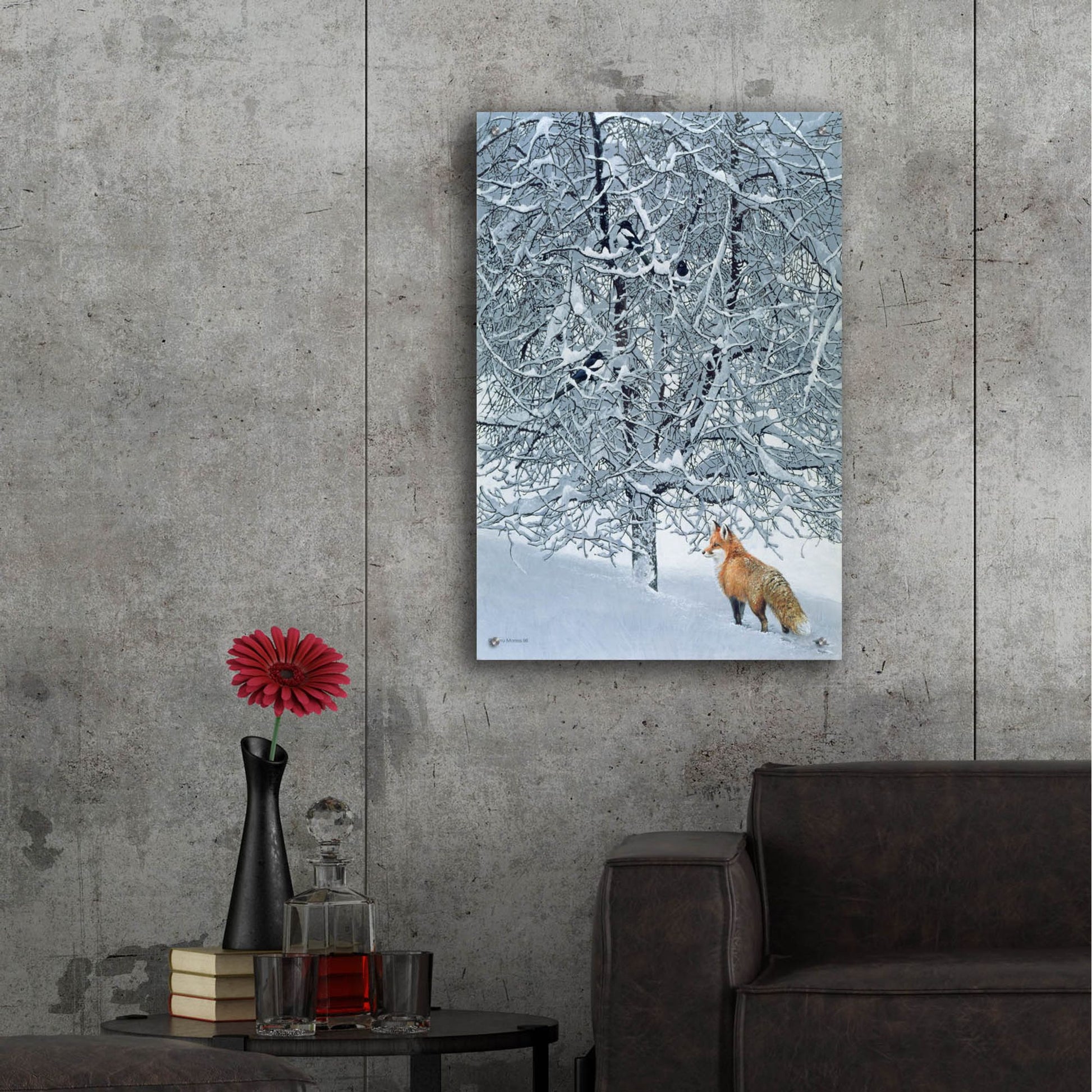 Epic Art 'Fox In Snow' by Harro Maass, Acrylic Glass Wall Art,24x36