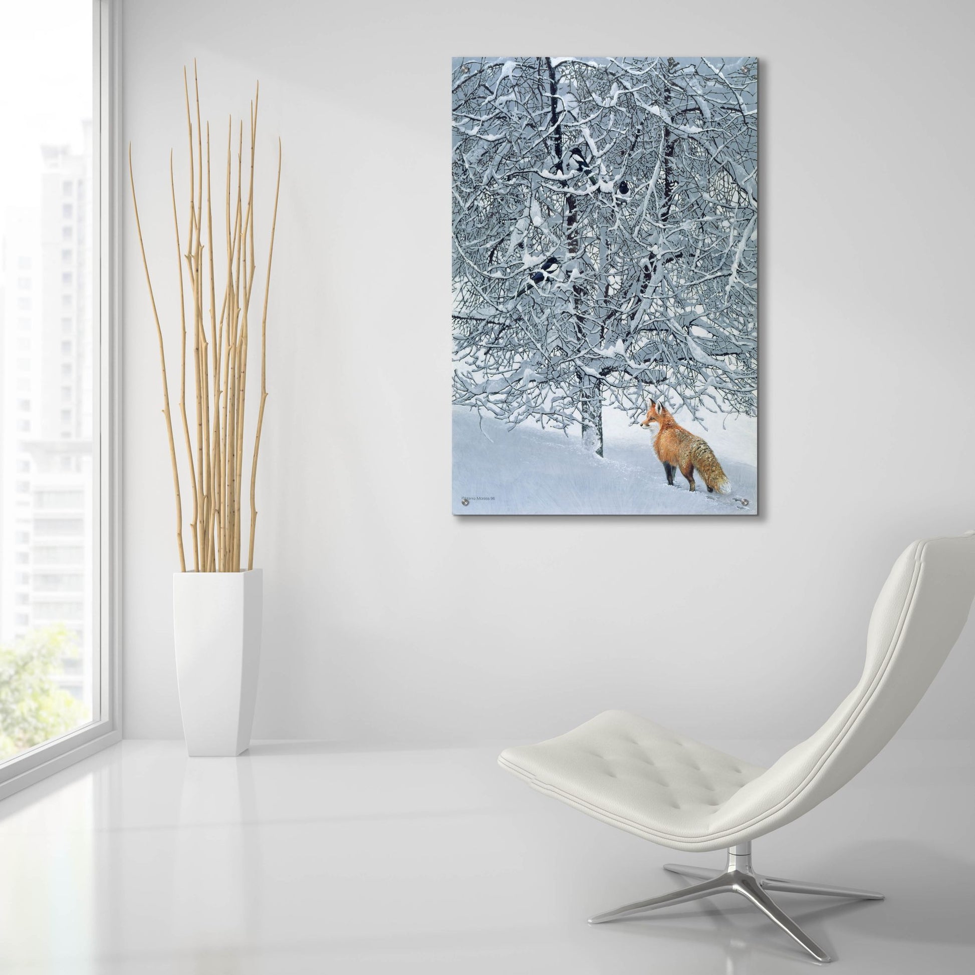 Epic Art 'Fox In Snow' by Harro Maass, Acrylic Glass Wall Art,24x36
