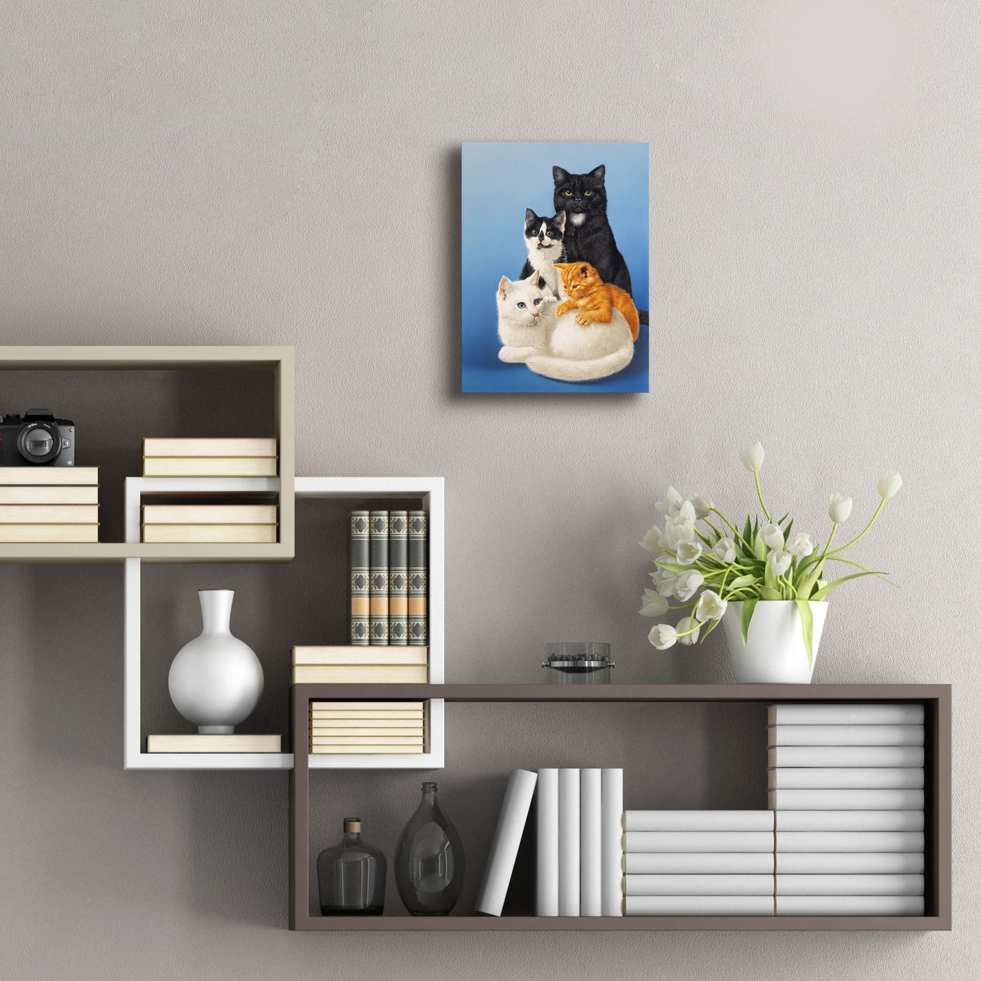 Epic Art 'Cat Family' by Harro Maass, Acrylic Glass Wall Art,12x16