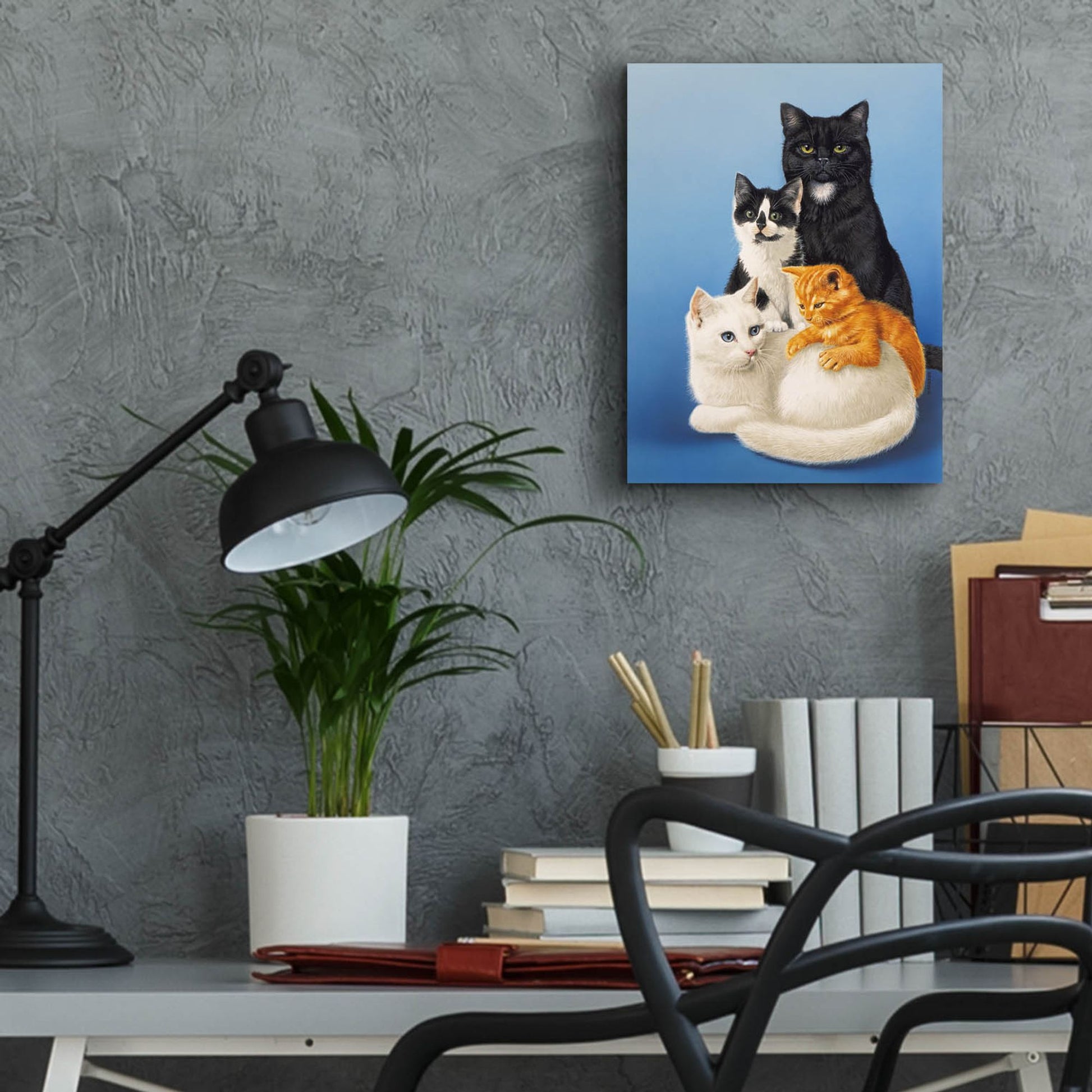 Epic Art 'Cat Family' by Harro Maass, Acrylic Glass Wall Art,12x16