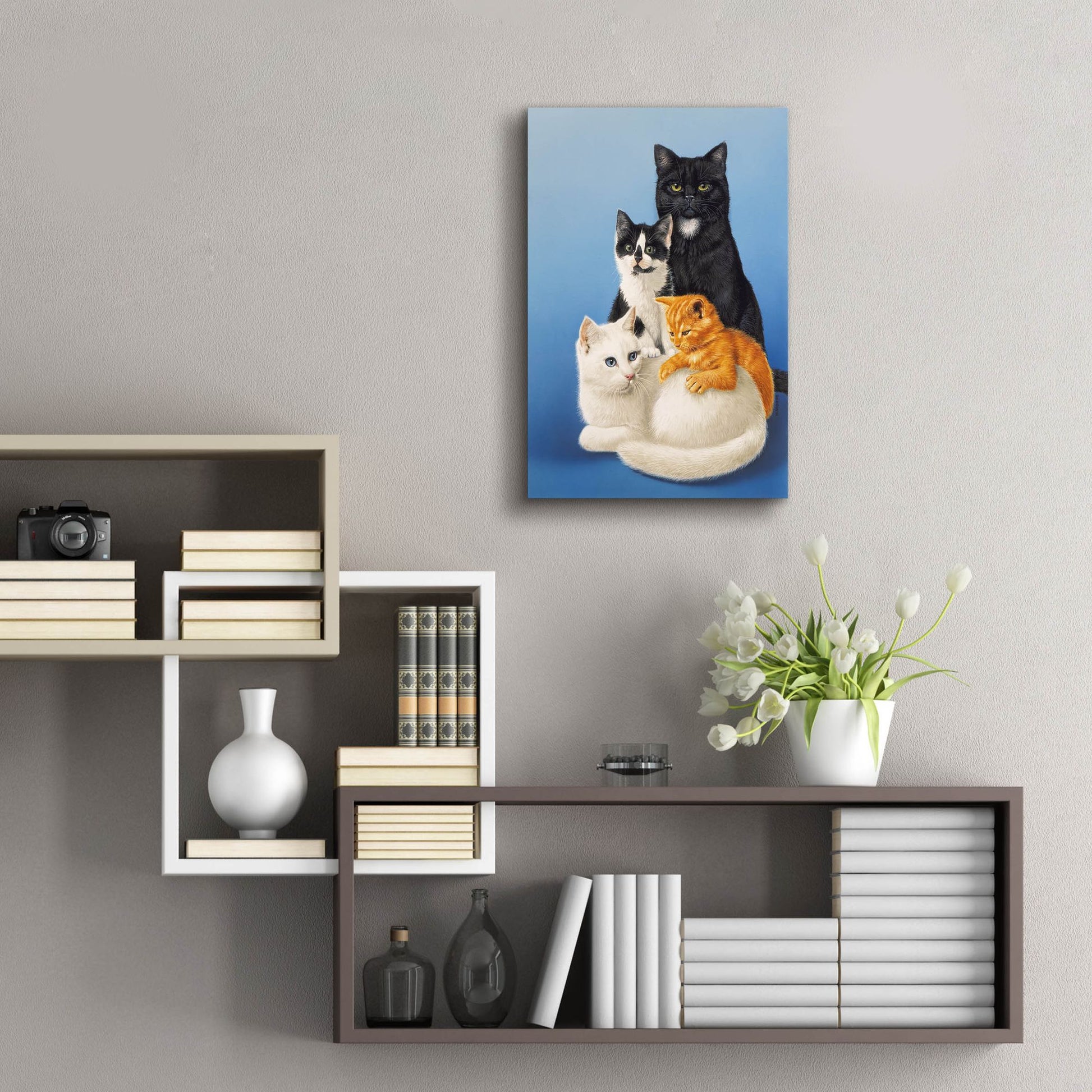 Epic Art 'Cat Family' by Harro Maass, Acrylic Glass Wall Art,16x24