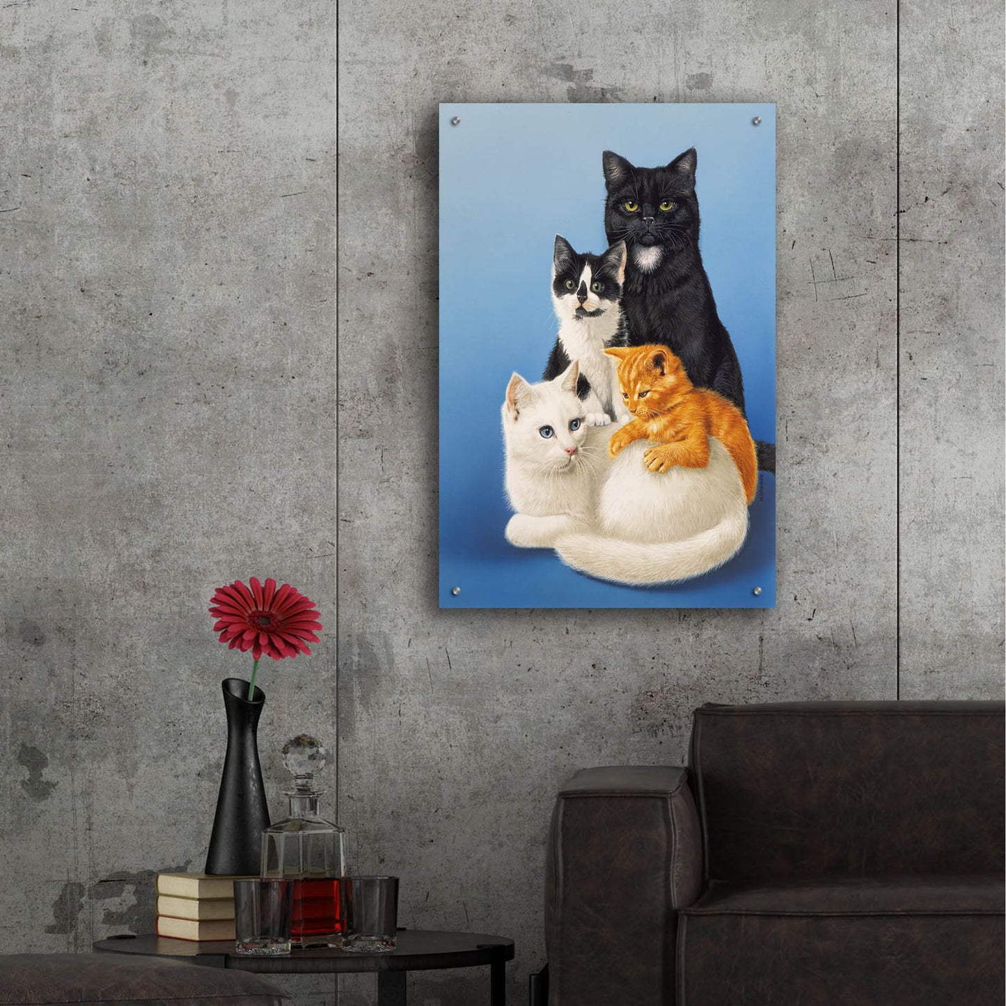 Epic Art 'Cat Family' by Harro Maass, Acrylic Glass Wall Art,24x36