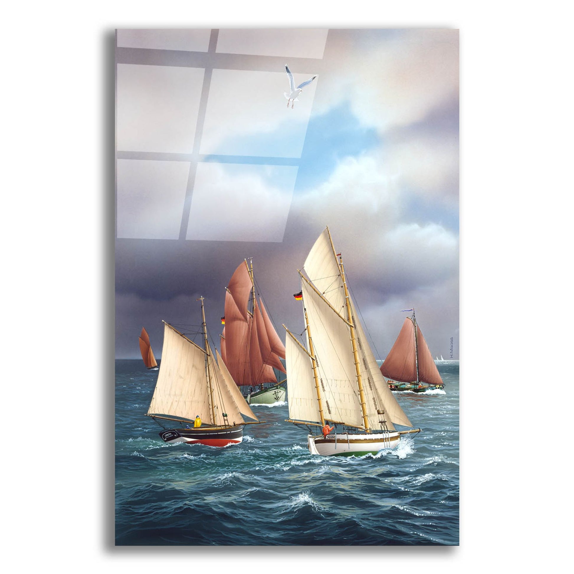 Epic Art 'Sailing Oldtimers' by Harro Maass, Acrylic Glass Wall Art,12x16