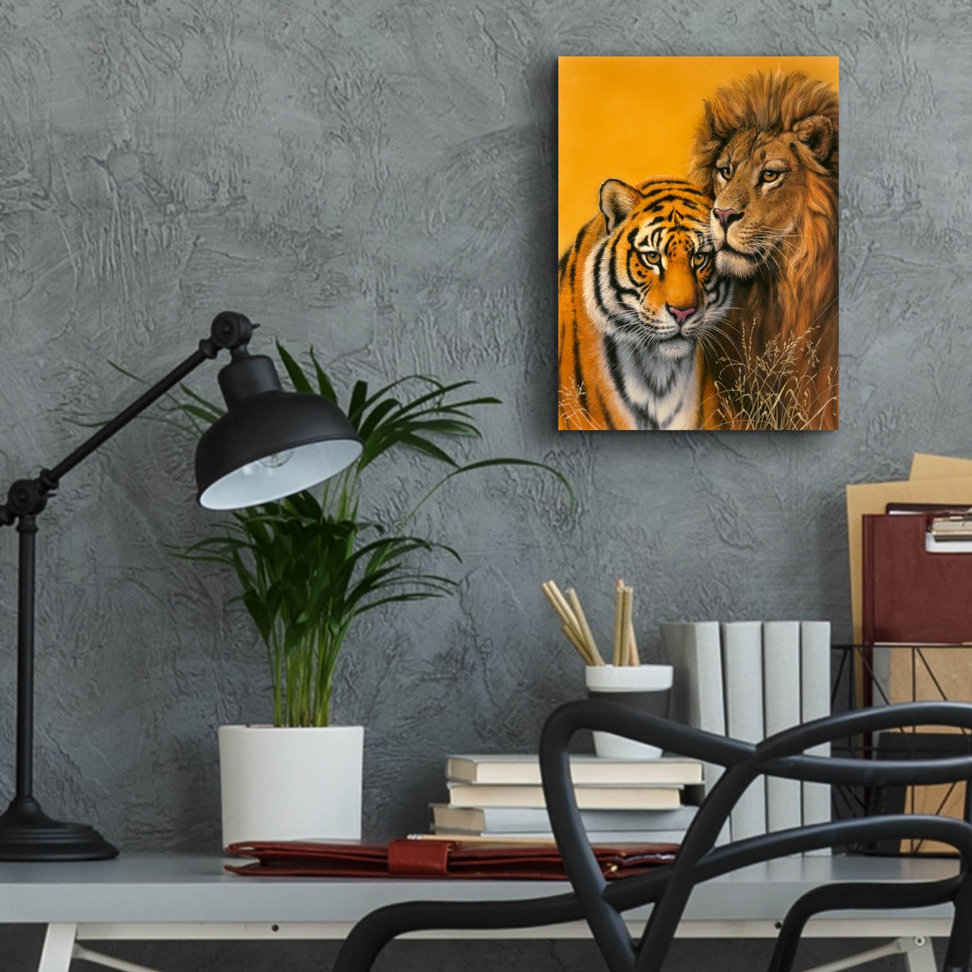 Epic Art 'Lion & Tiger' by Harro Maass, Acrylic Glass Wall Art,12x16