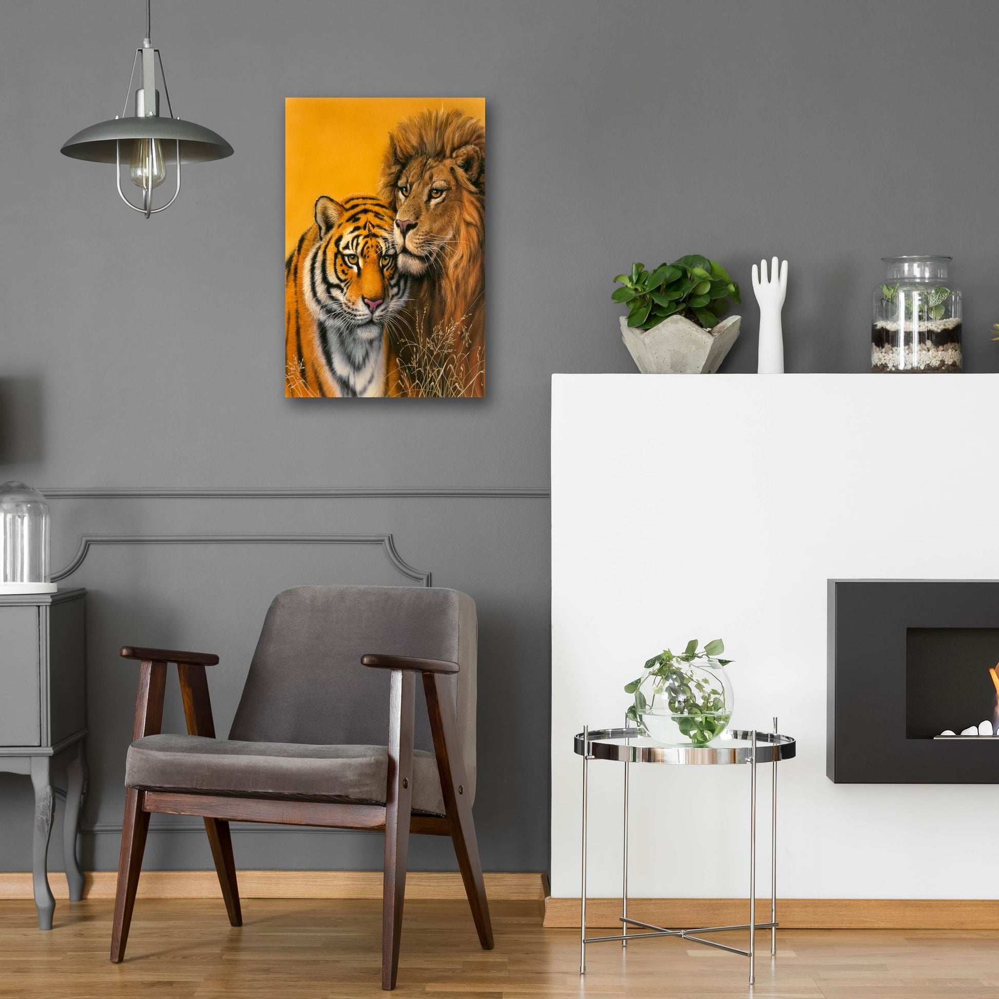 Epic Art 'Lion & Tiger' by Harro Maass, Acrylic Glass Wall Art,16x24