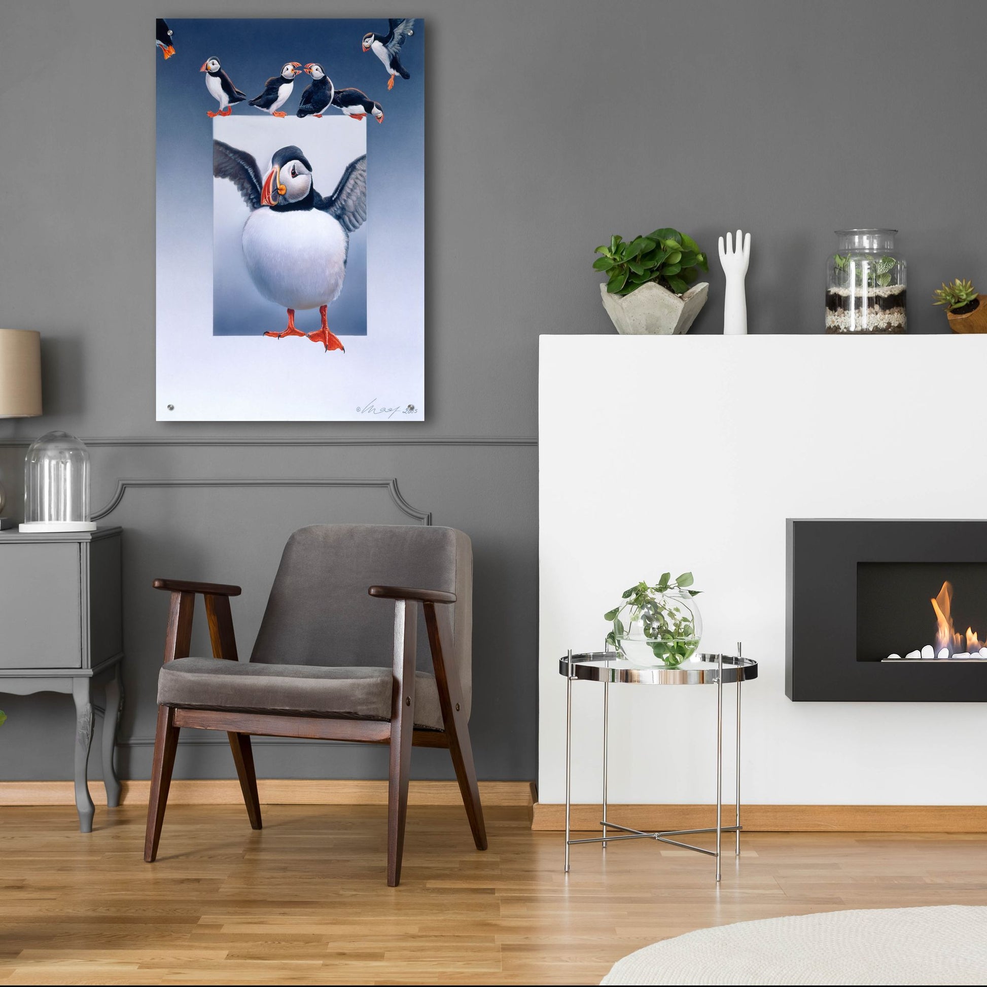 Epic Art 'Puffins' by Harro Maass, Acrylic Glass Wall Art,24x36