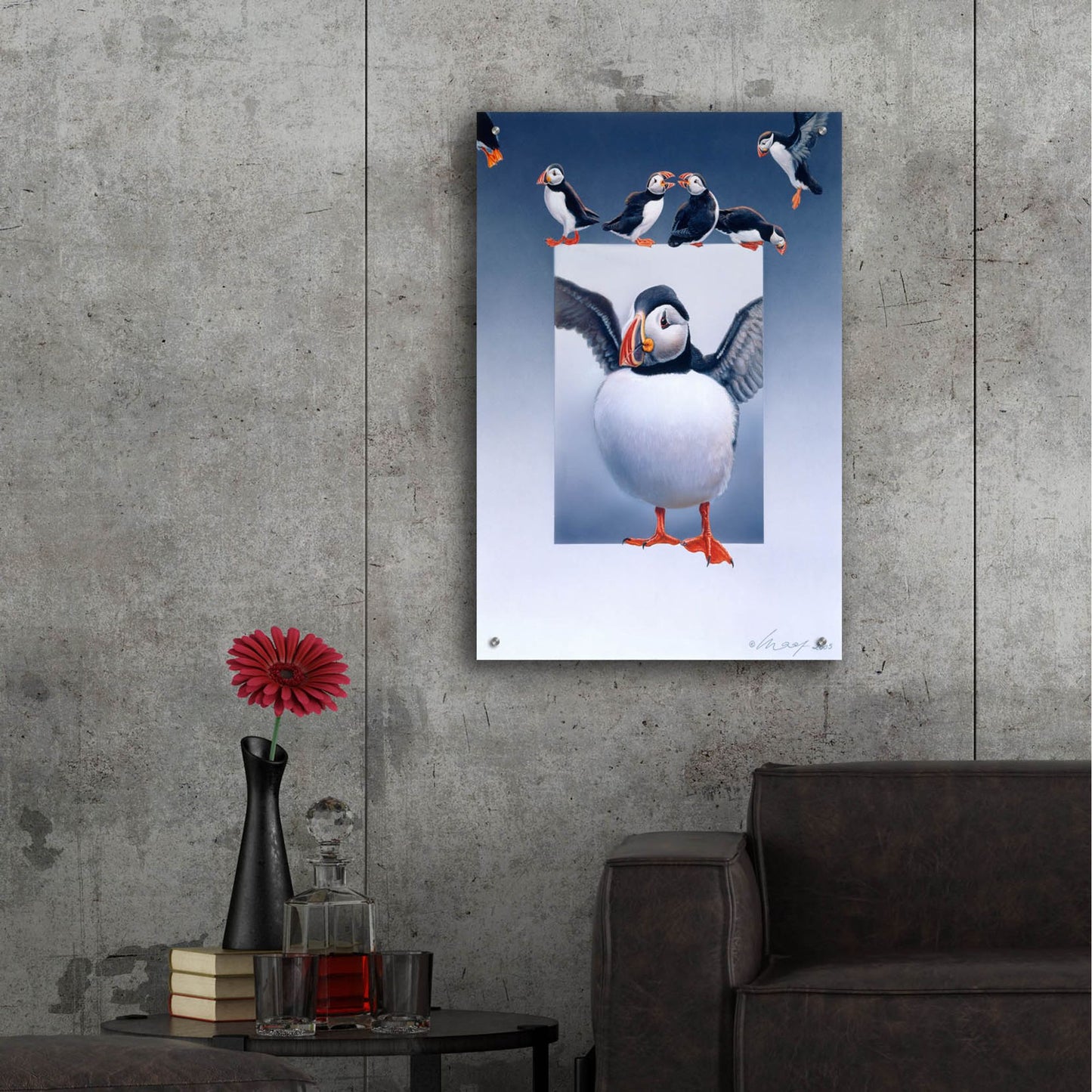 Epic Art 'Puffins' by Harro Maass, Acrylic Glass Wall Art,24x36