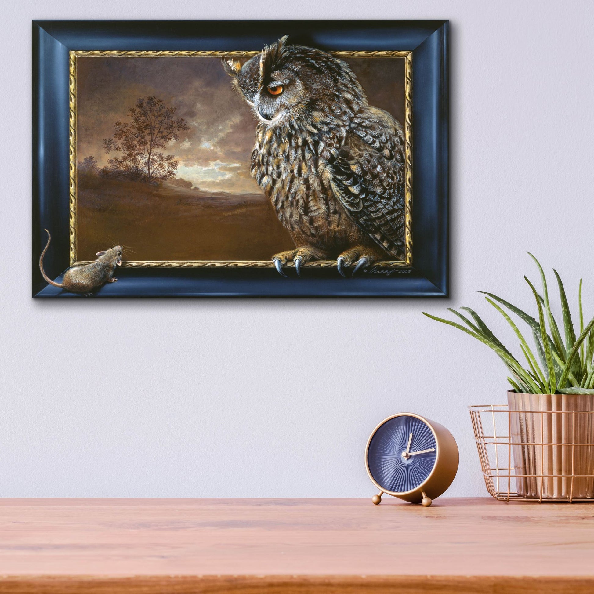 Epic Art 'Eagle Owl And Mouse' by Harro Maass, Acrylic Glass Wall Art,16x12