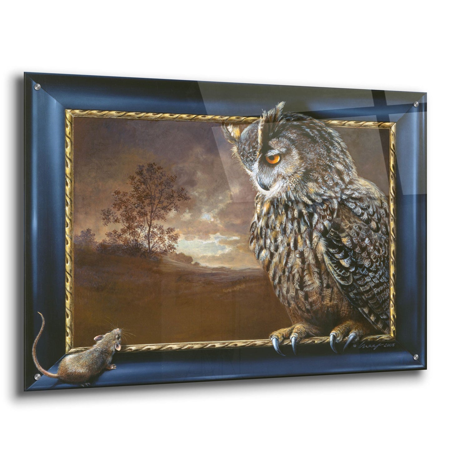 Epic Art 'Eagle Owl And Mouse' by Harro Maass, Acrylic Glass Wall Art,36x24