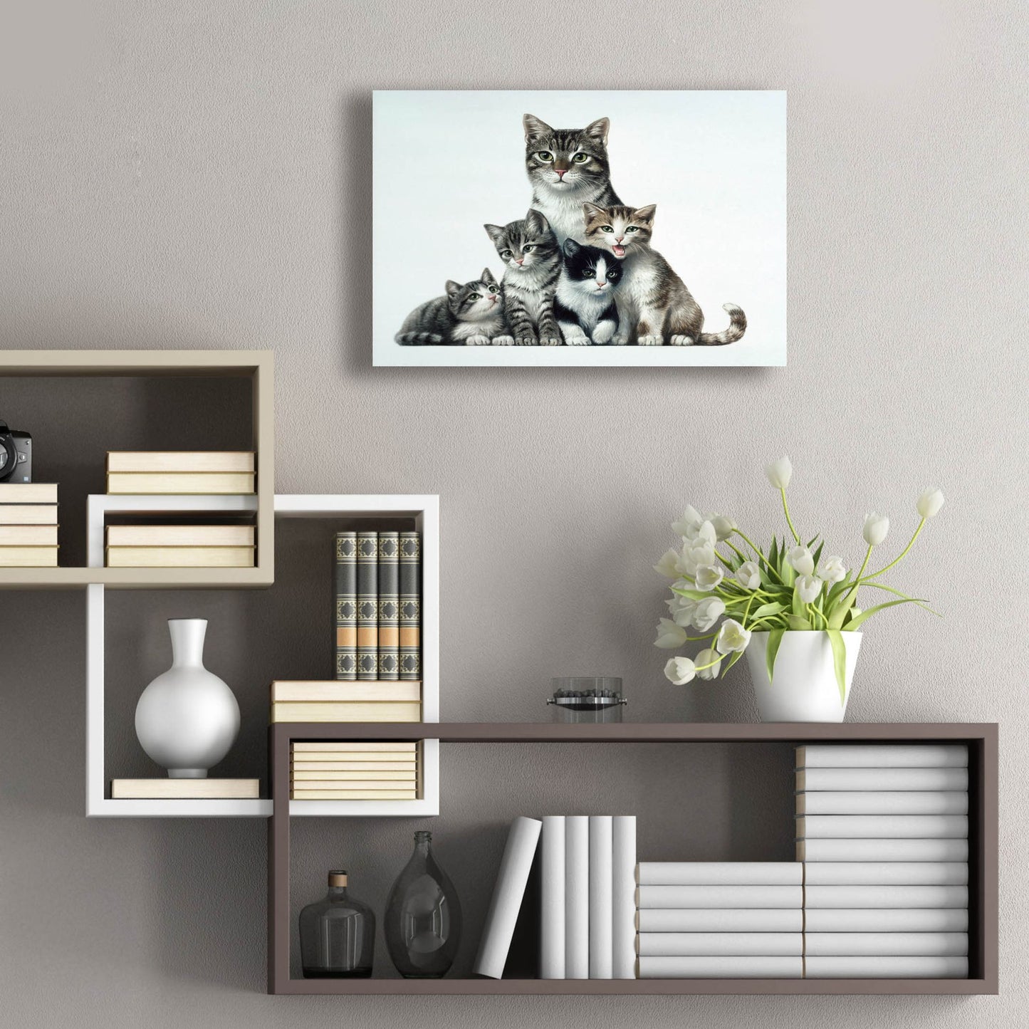 Epic Art 'Cat Family 2' by Harro Maass, Acrylic Glass Wall Art,24x16