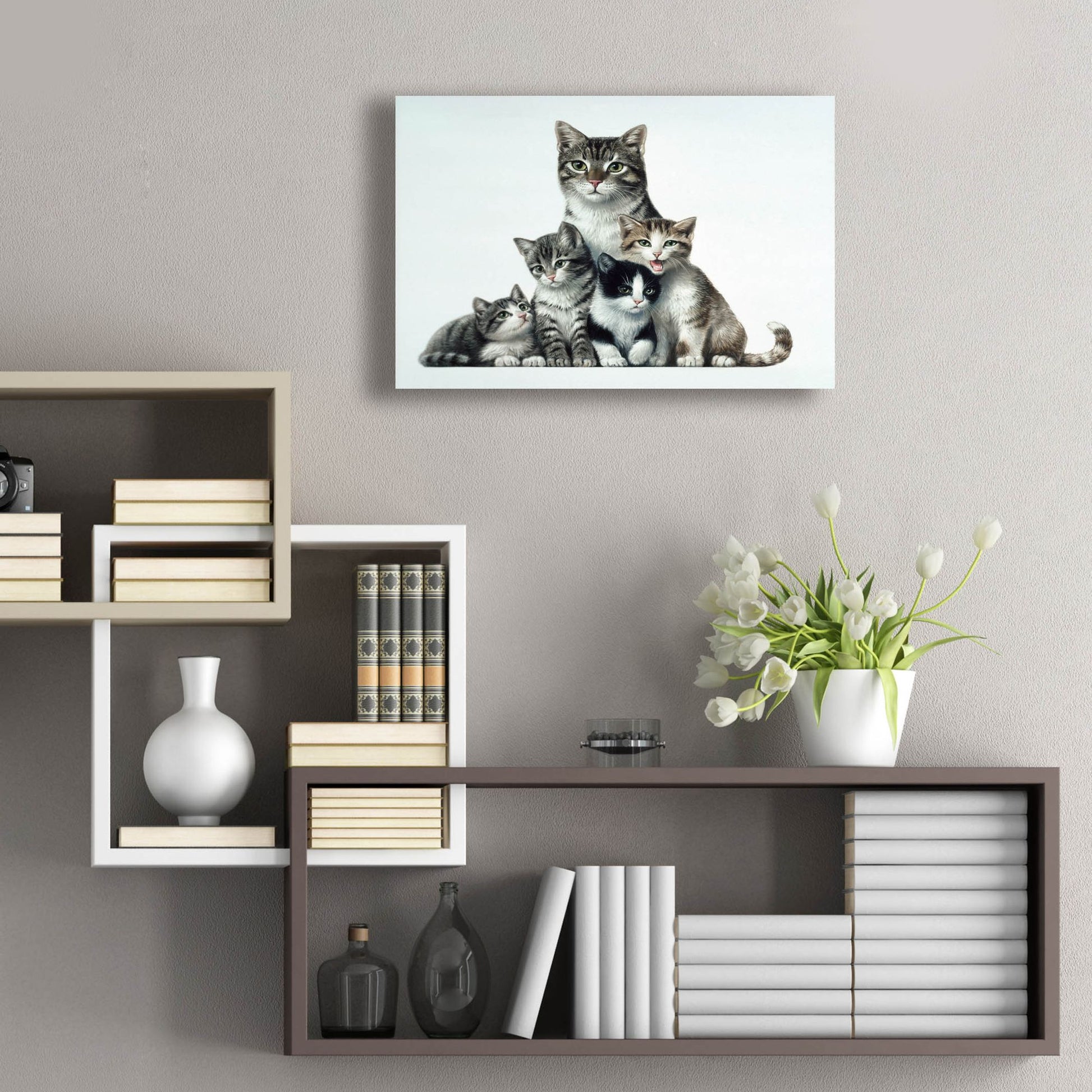 Epic Art 'Cat Family 2' by Harro Maass, Acrylic Glass Wall Art,24x16