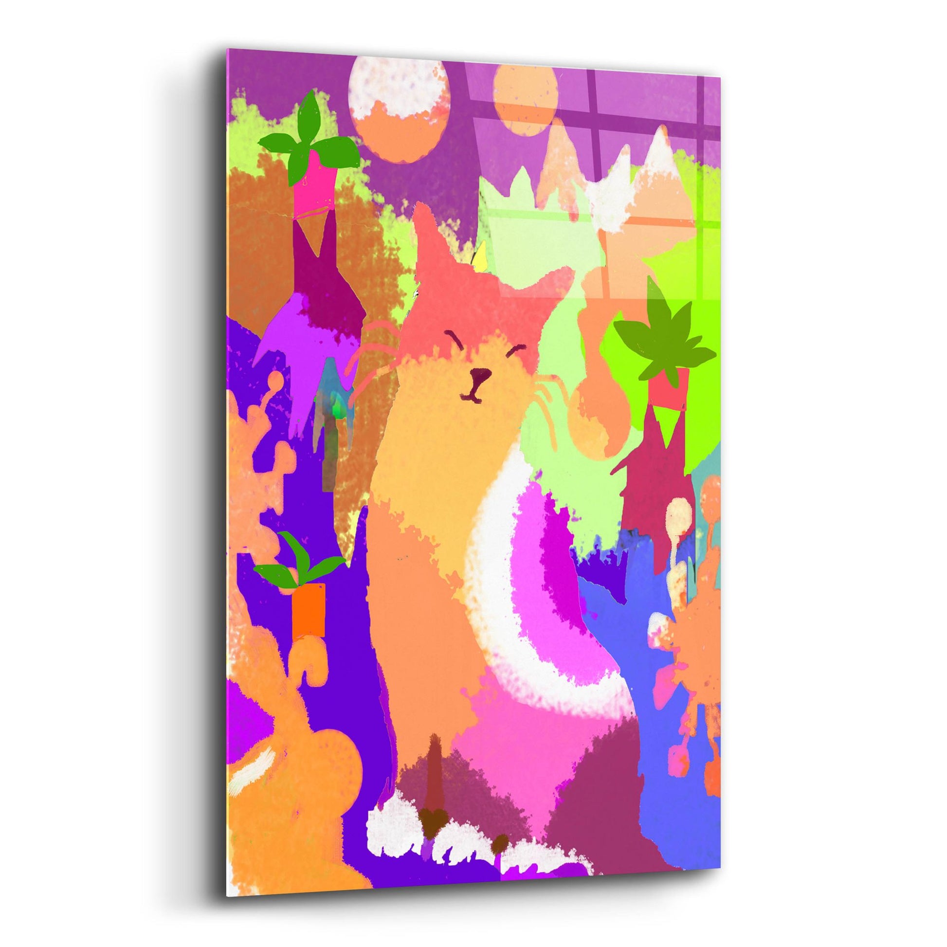 Epic Art 'Cat With Abstract Background' by Holly McGee, Acrylic Glass Wall Art,12x16