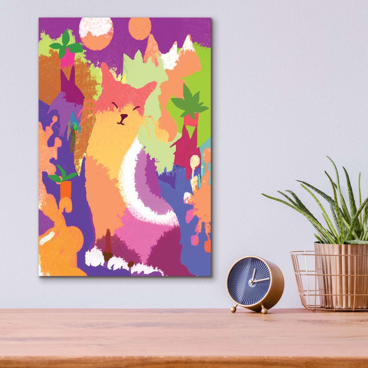 Epic Art 'Cat With Abstract Background' by Holly McGee, Acrylic Glass Wall Art,12x16