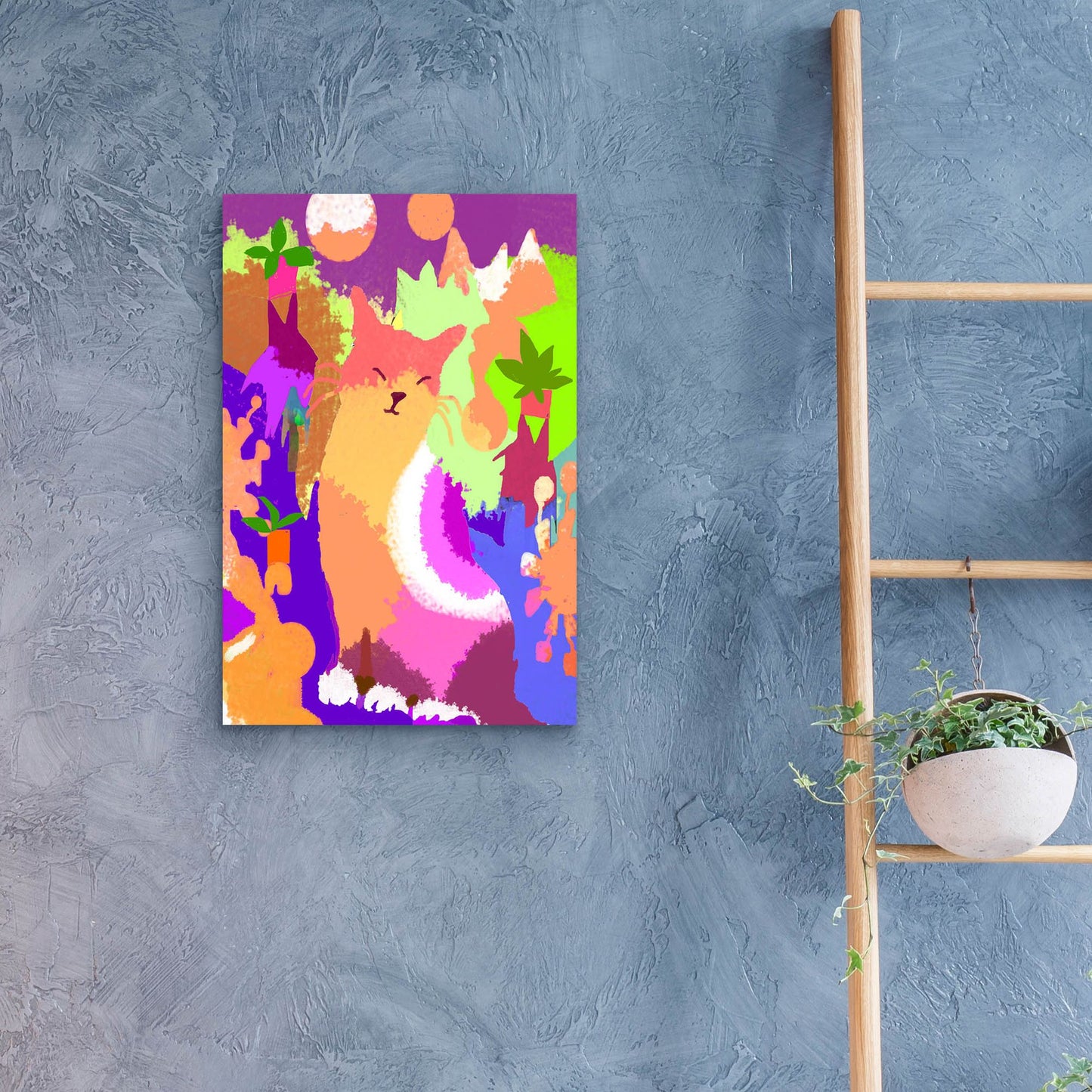 Epic Art 'Cat With Abstract Background' by Holly McGee, Acrylic Glass Wall Art,16x24