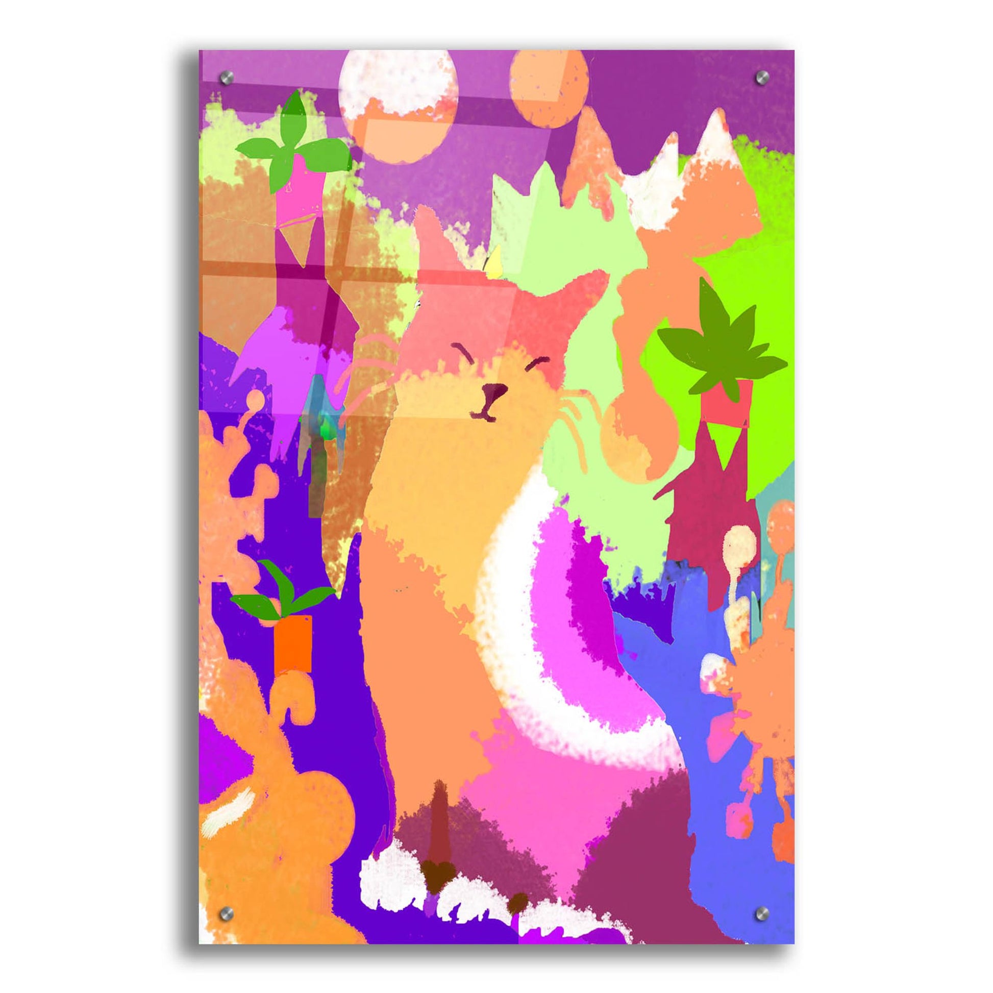 Epic Art 'Cat With Abstract Background' by Holly McGee, Acrylic Glass Wall Art,24x36