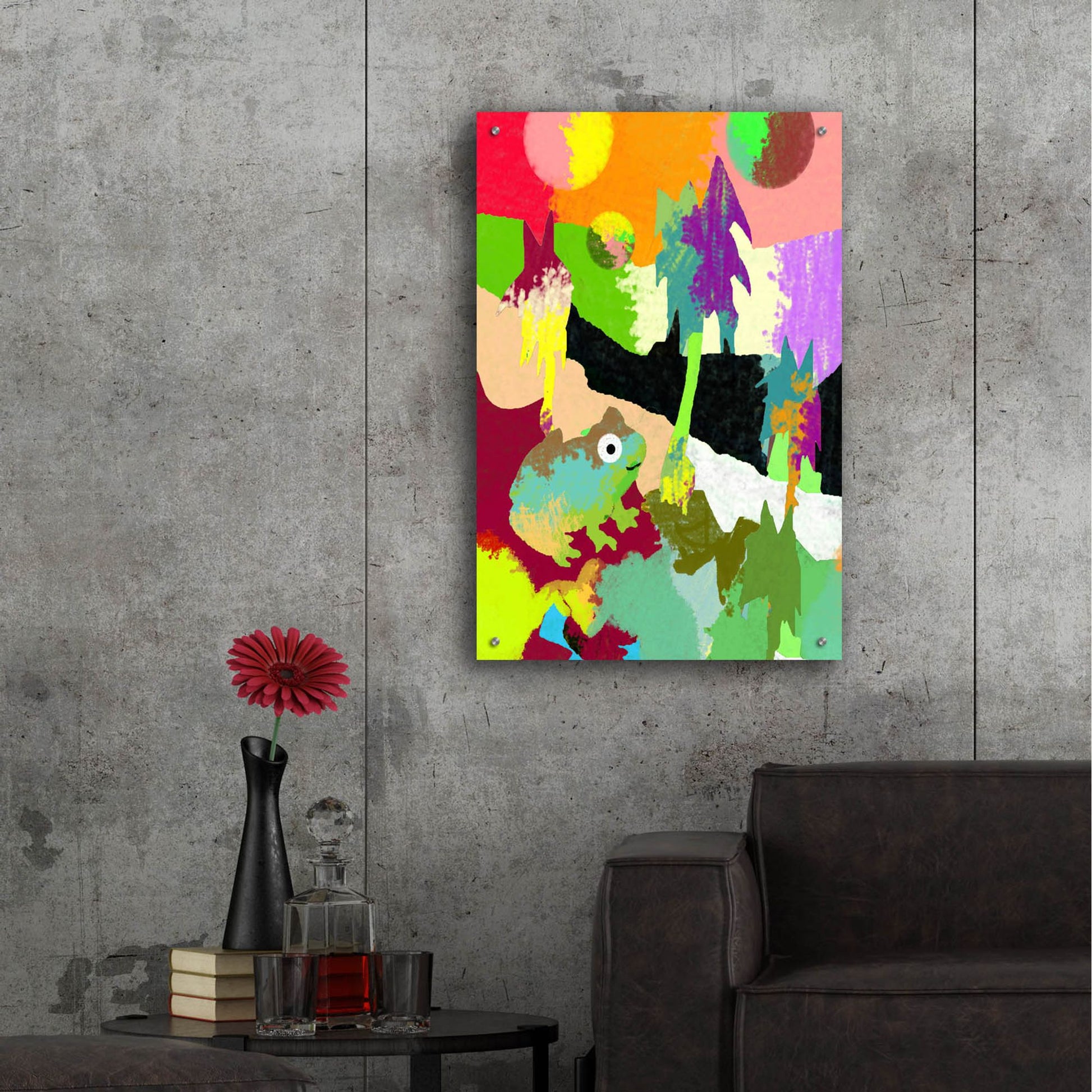 Epic Art 'Colorful Frog' by Holly McGee, Acrylic Glass Wall Art,24x36