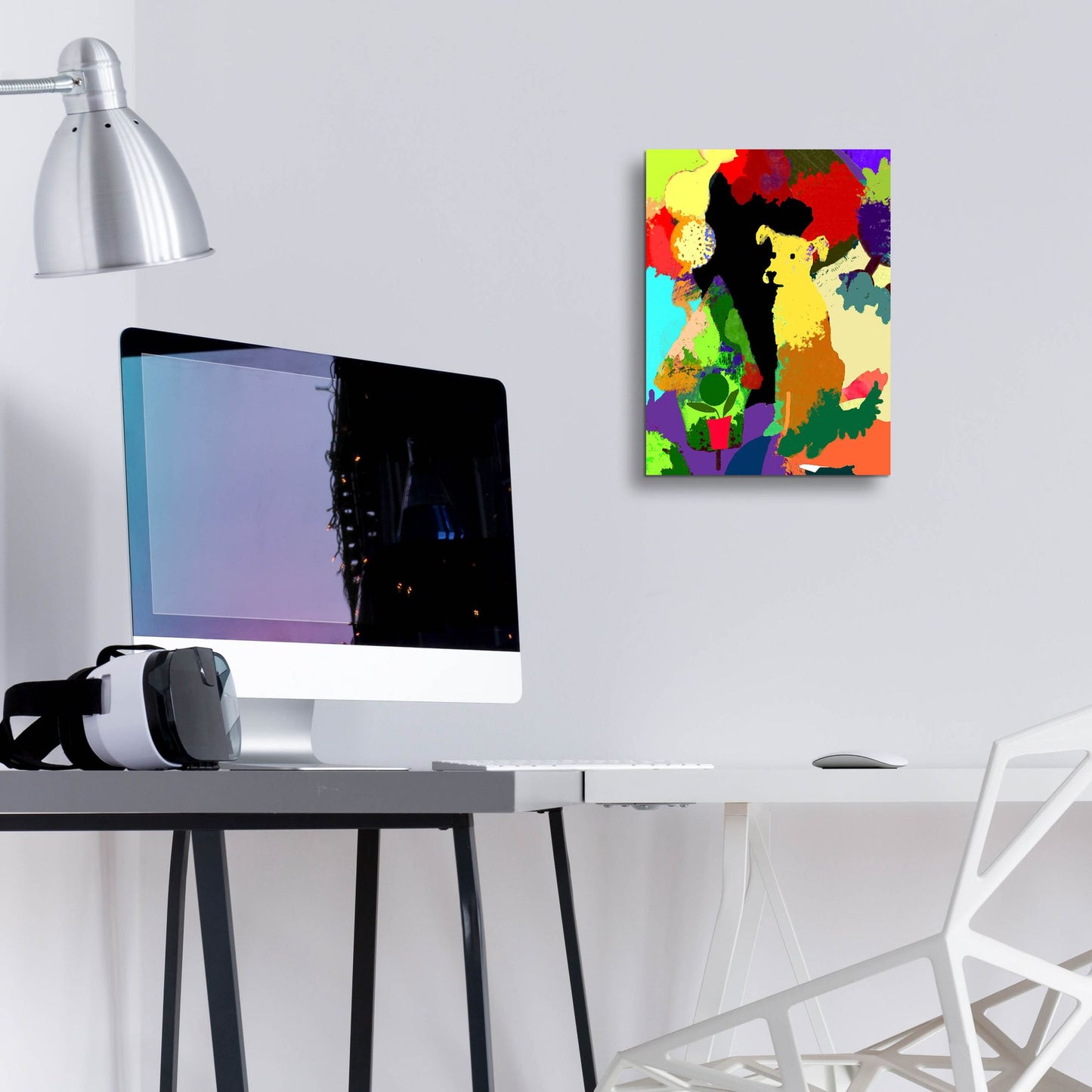 Epic Art 'Dog With Abstract Background' by Holly McGee, Acrylic Glass Wall Art,12x16