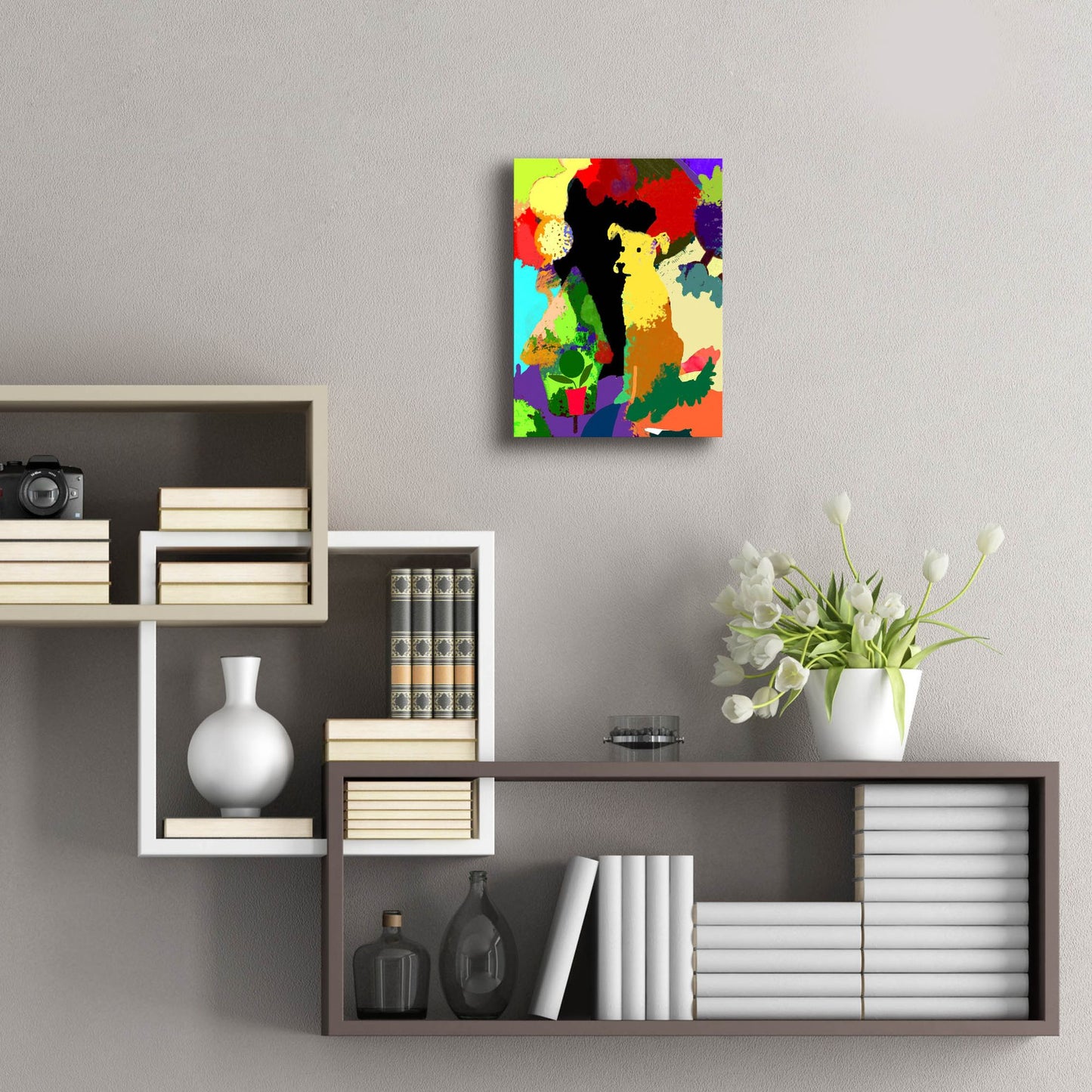 Epic Art 'Dog With Abstract Background' by Holly McGee, Acrylic Glass Wall Art,12x16