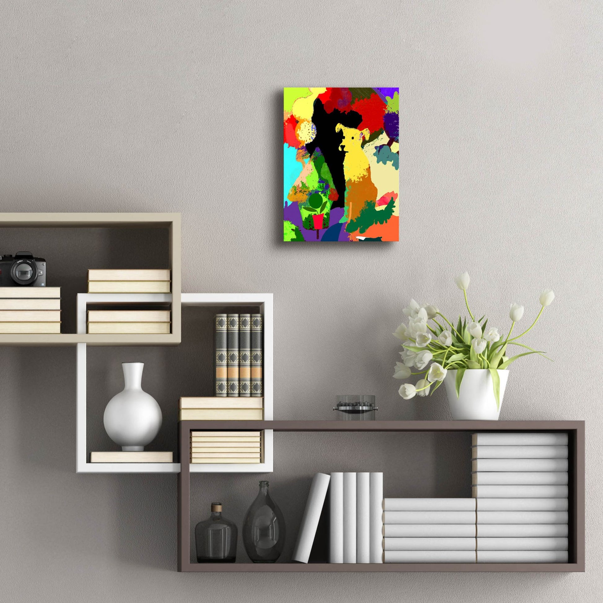 Epic Art 'Dog With Abstract Background' by Holly McGee, Acrylic Glass Wall Art,12x16