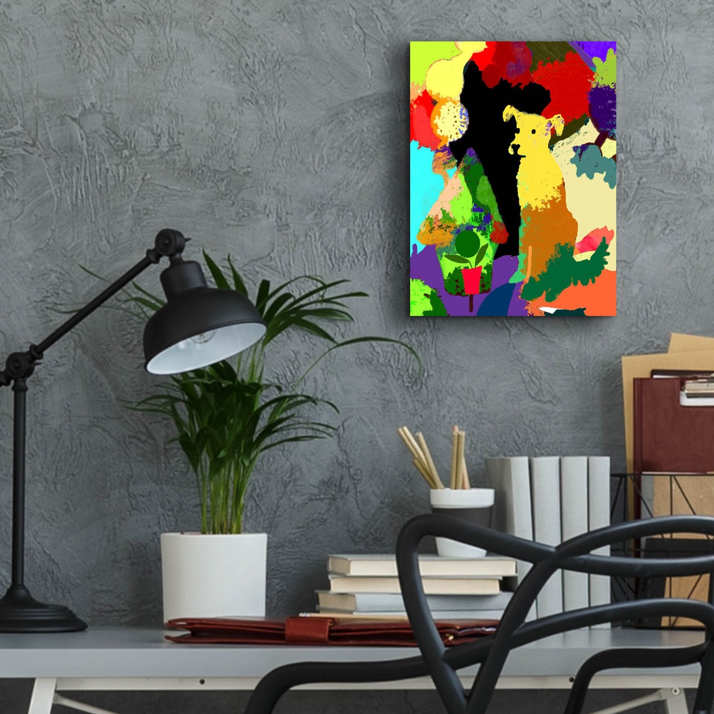 Epic Art 'Dog With Abstract Background' by Holly McGee, Acrylic Glass Wall Art,12x16