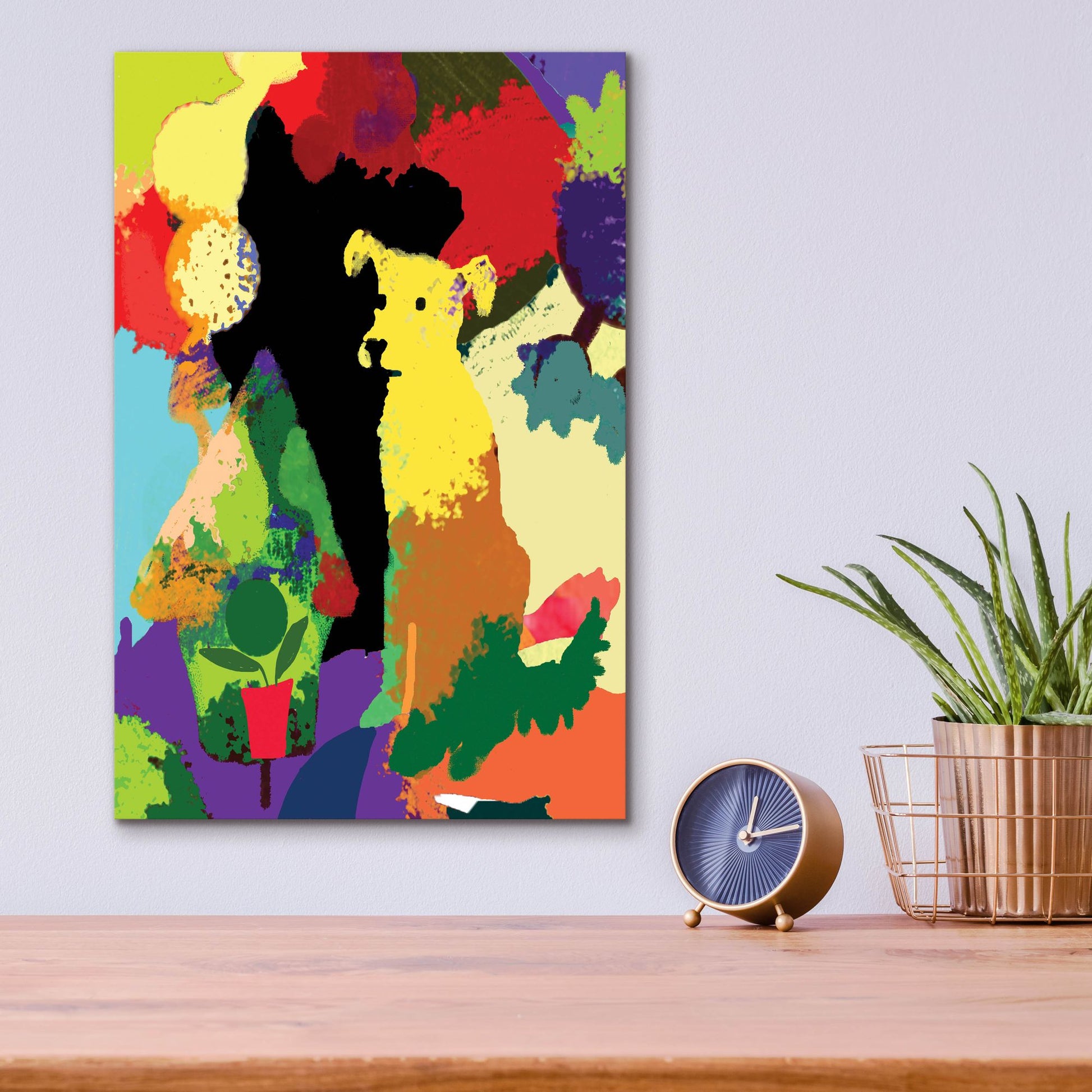 Epic Art 'Dog With Abstract Background' by Holly McGee, Acrylic Glass Wall Art,12x16