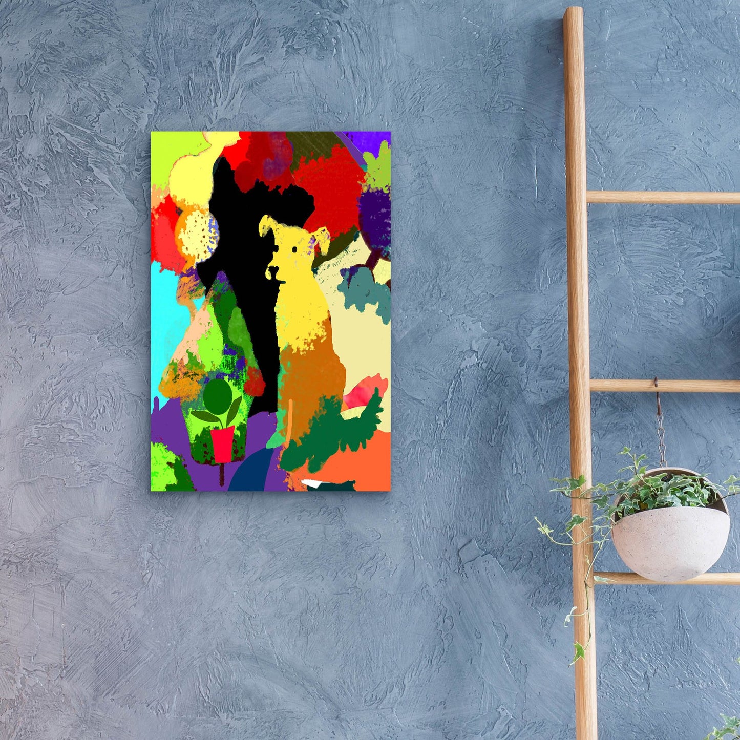 Epic Art 'Dog With Abstract Background' by Holly McGee, Acrylic Glass Wall Art,16x24